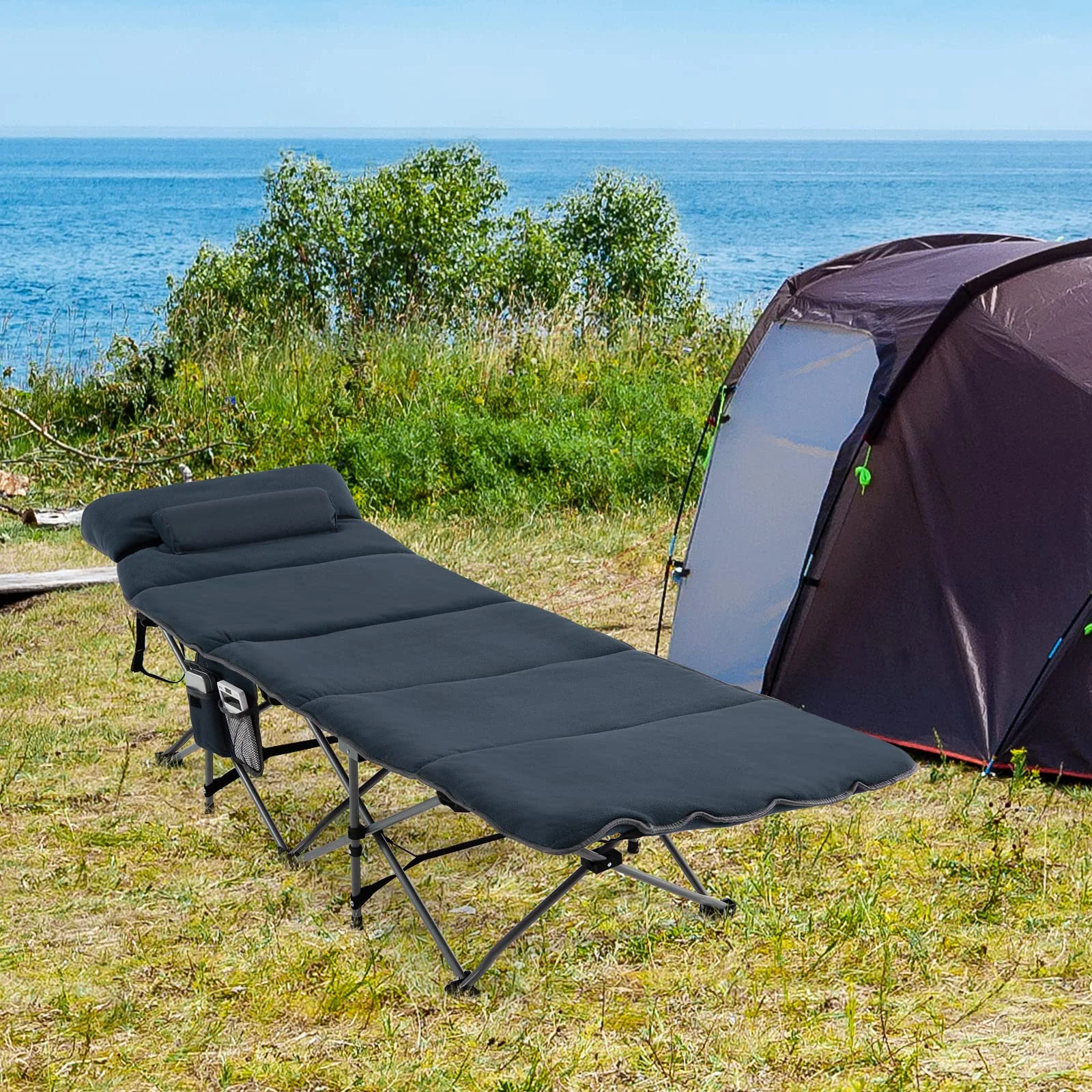 Goplus Camping Cot, Folding Camping Cot with Mattress, Pillow - Image 11