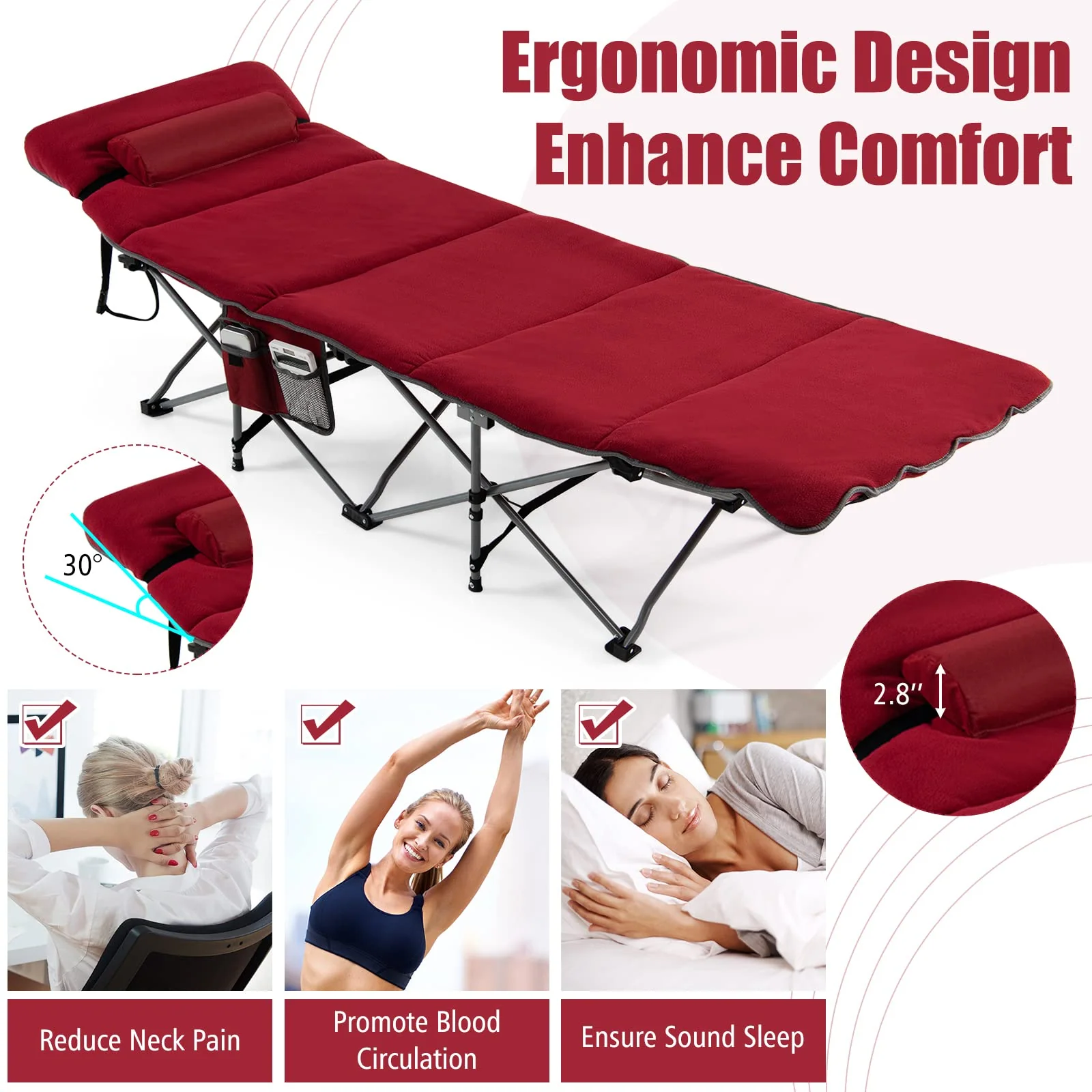 Goplus Camping Cot, Folding Camping Cot with Mattress, Pillow - Image 22