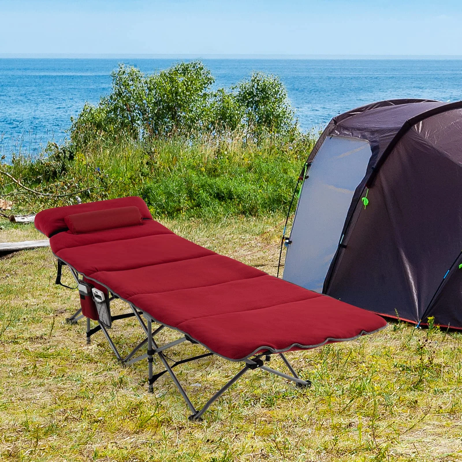 Goplus Camping Cot, Folding Camping Cot with Mattress, Pillow - Image 27
