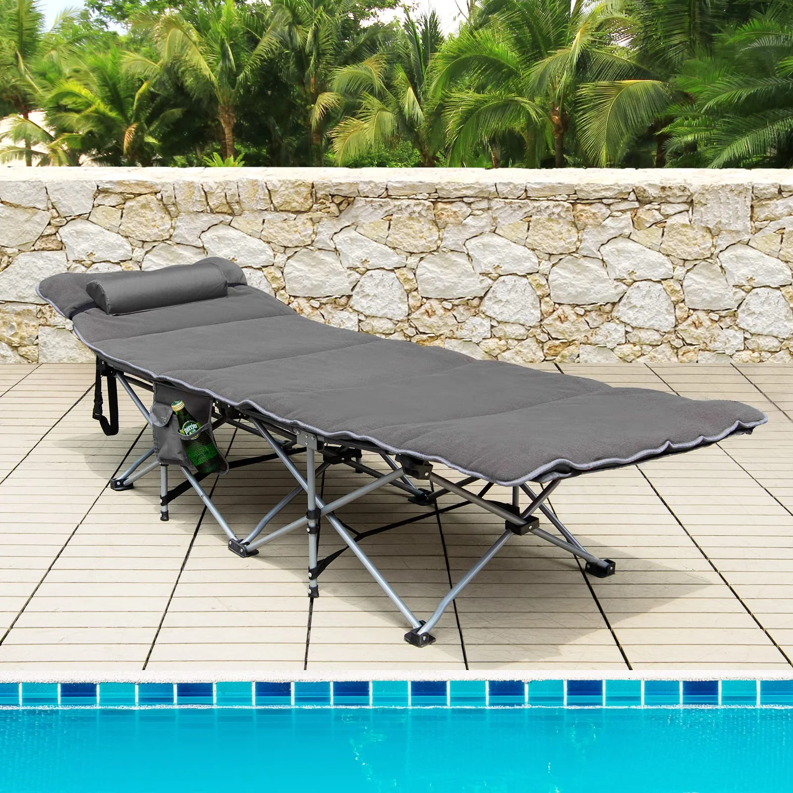 Goplus Camping Cot, Folding Camping Cot with Mattress, Pillow - Image 9