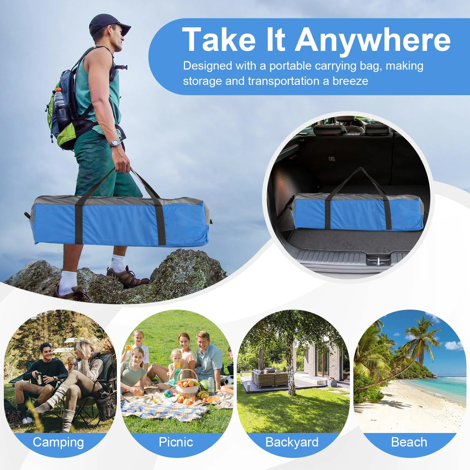 Goplus Camping Tent for 2-3 People, Waterproof & Windproof Family Dome Tent w/Removable Rainfly - Image 6