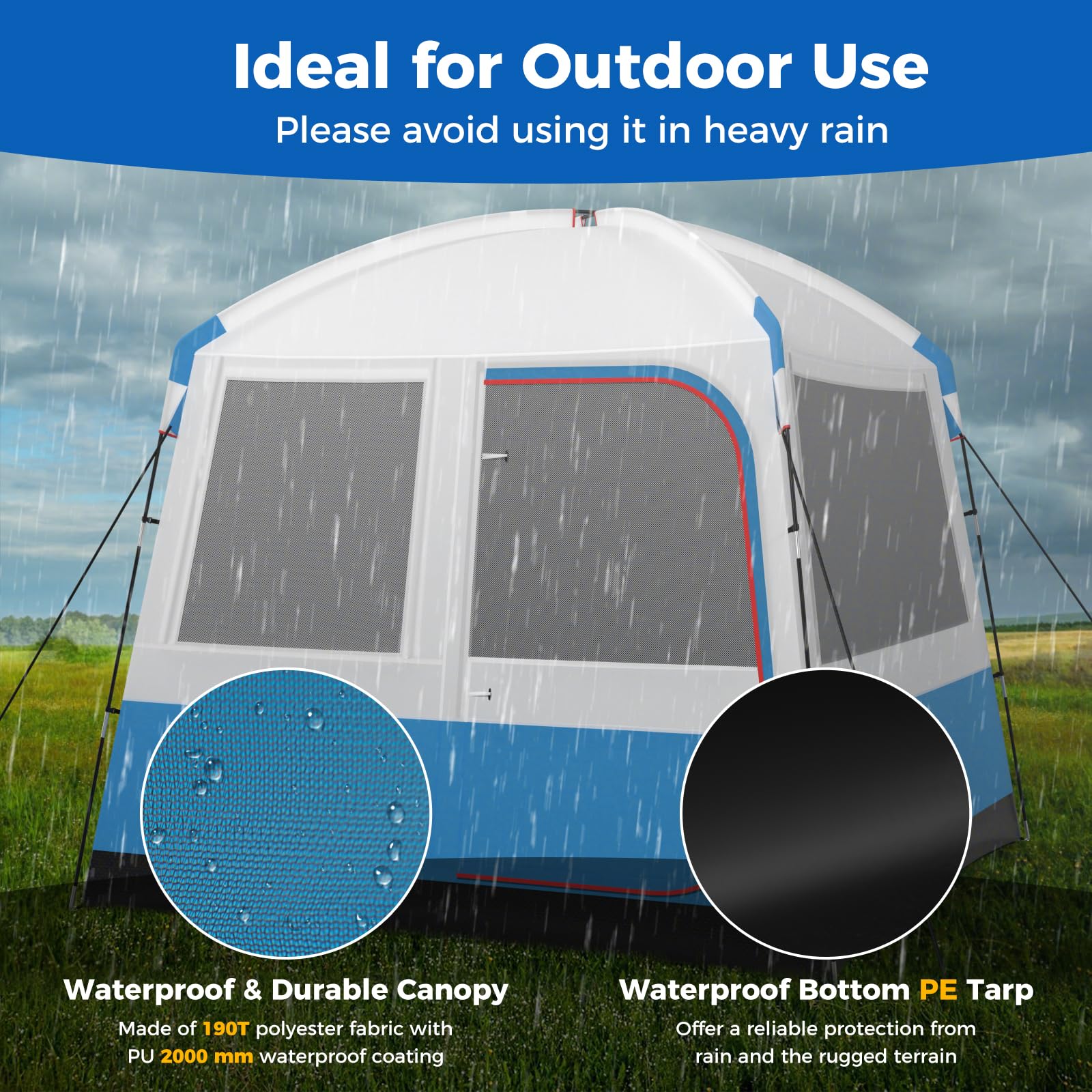Goplus Camping Tent for 3-5 People, Portable Cabin Shelter w/Large Double-Layer Mesh Front Door - Image 3