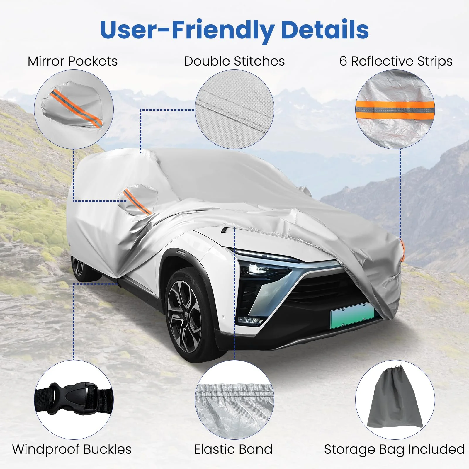 Goplus Car Cover for Automobiles, Outdoor Full Cover with Cotton Lining, Waterproof - Image 3