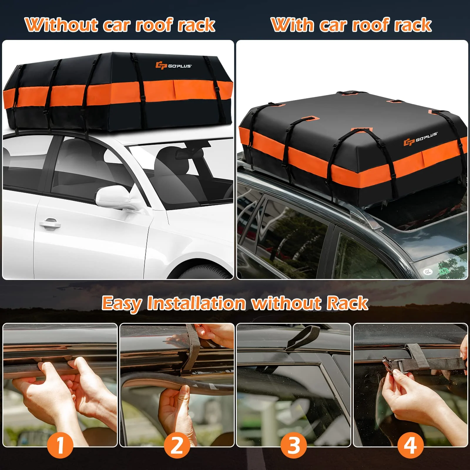 Goplus Car Rooftop Cargo Carrier Bag, 21 Cubic 100% Waterproof Soft Car Roof Bag for All Vehicles with/Without Rack - Image 6
