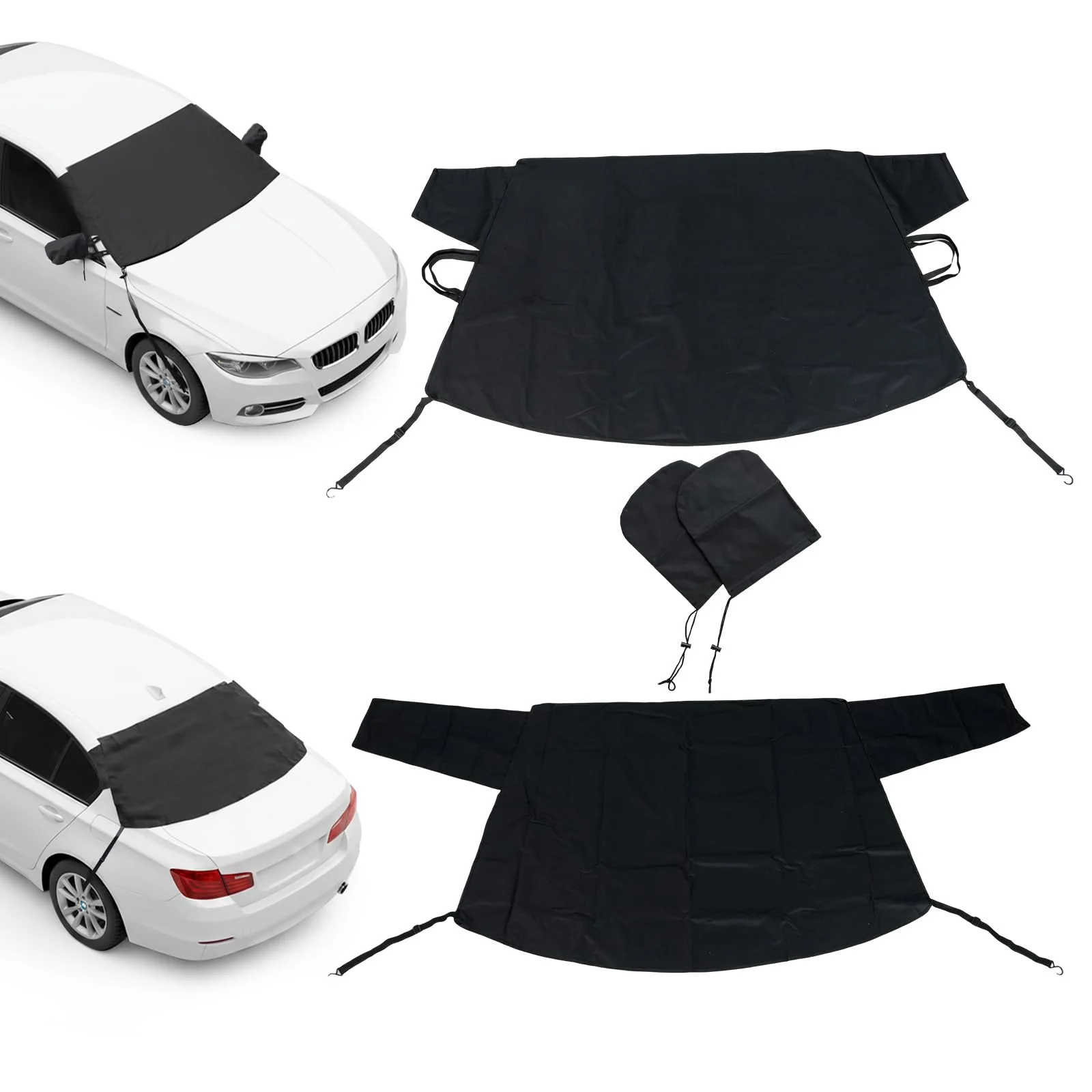Goplus Car Windshield Snow Cover Set, Heavy Duty 600D Oxford Fabric Front & Rear Ice Frost Protectors - Image 10