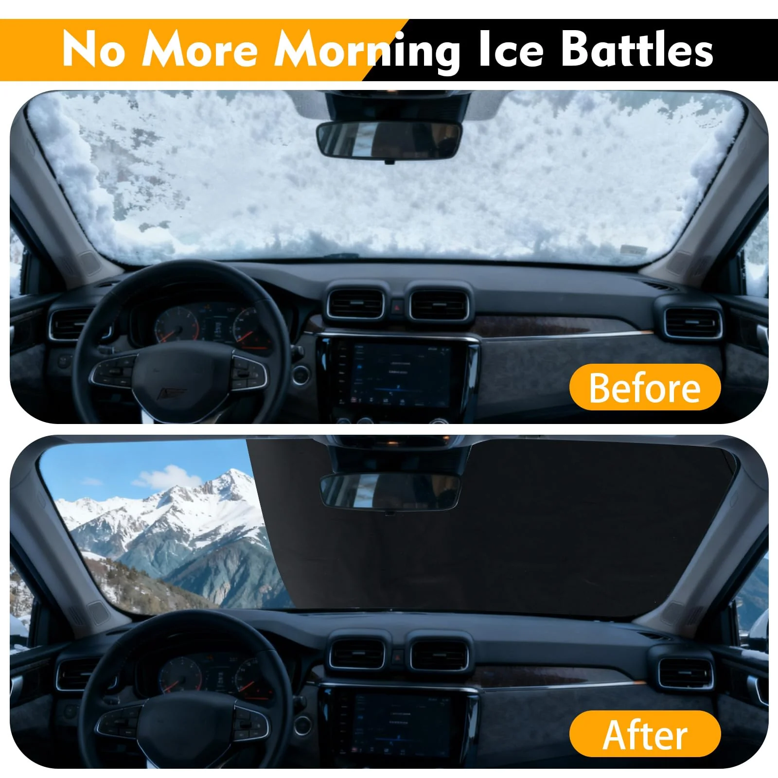 Goplus Car Windshield Snow Cover Set, Heavy Duty 600D Oxford Fabric Front & Rear Ice Frost Protectors - Image 6