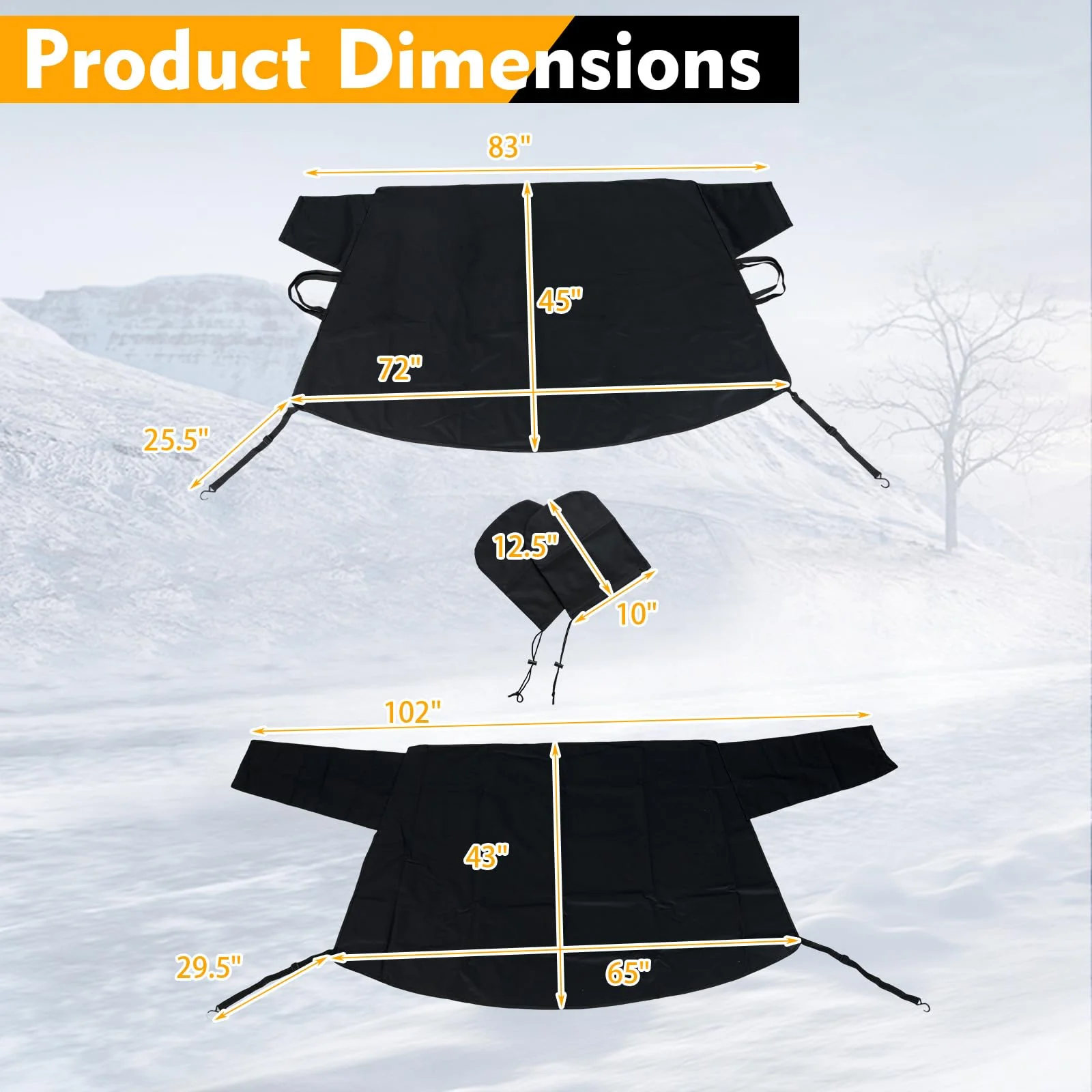Goplus Car Windshield Snow Cover Set, Heavy Duty 600D Oxford Fabric Front & Rear Ice Frost Protectors - Image 7
