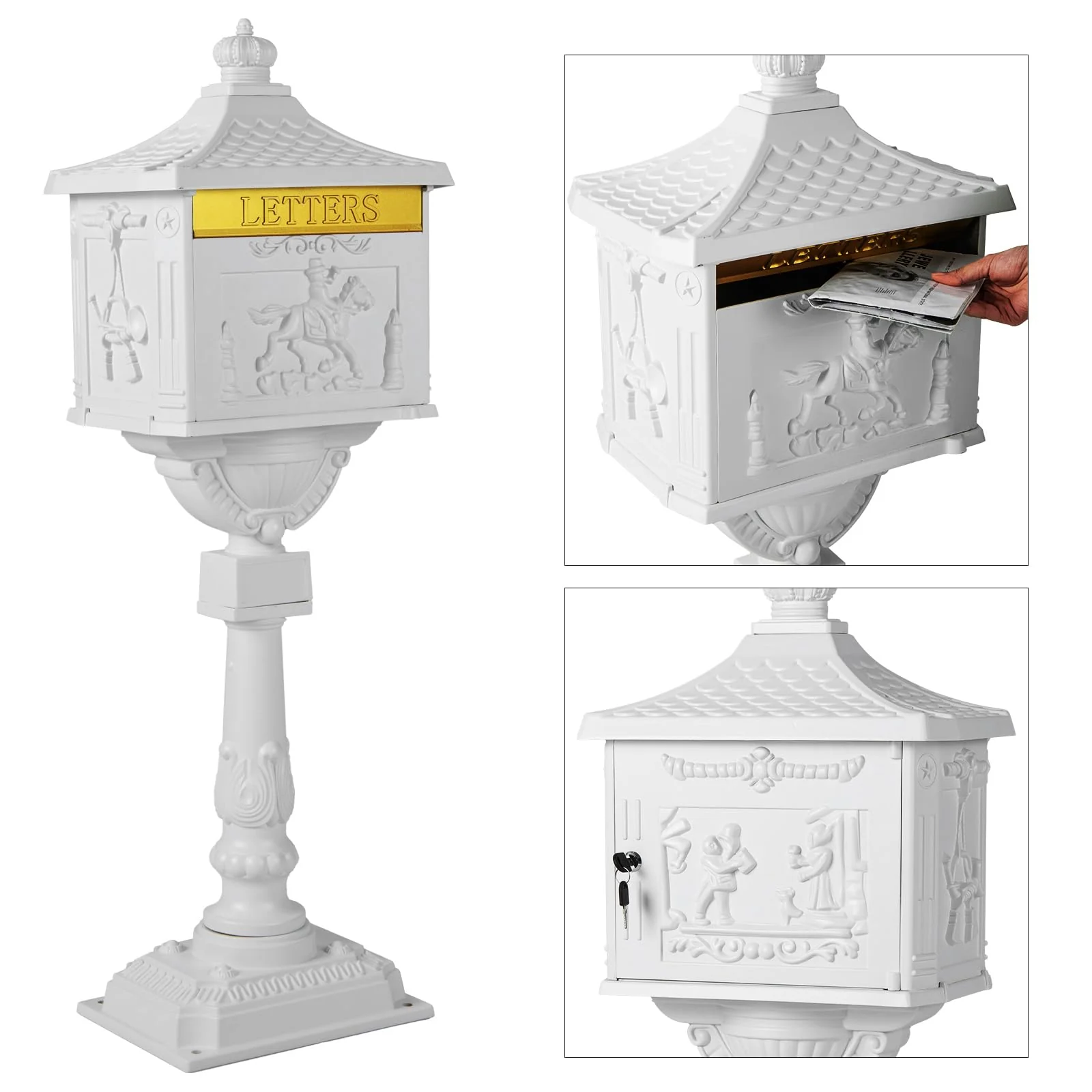 Goplus Cast Aluminum Mailbox with Post - Image 10