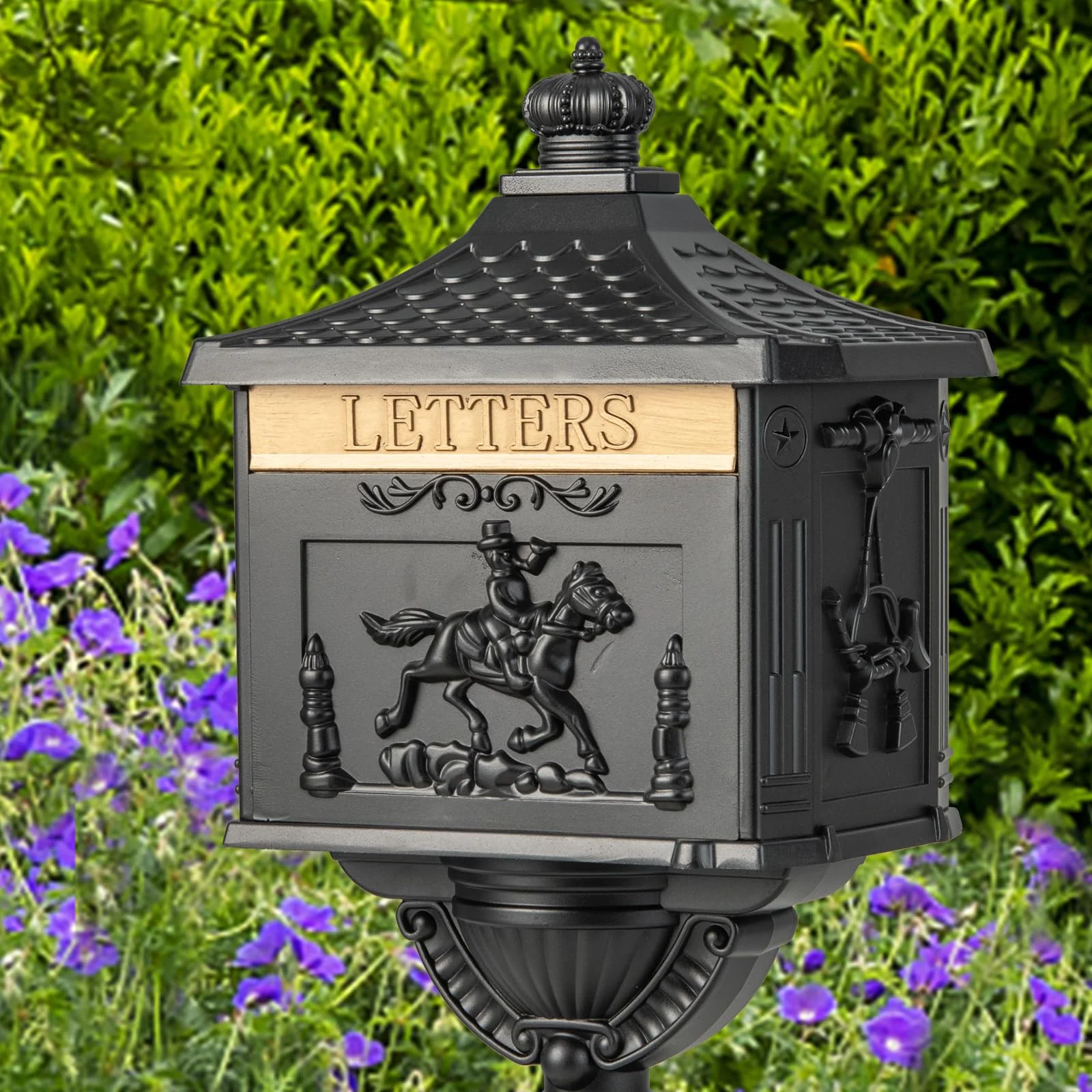Goplus Cast Aluminum Mailbox with Post - Image 4