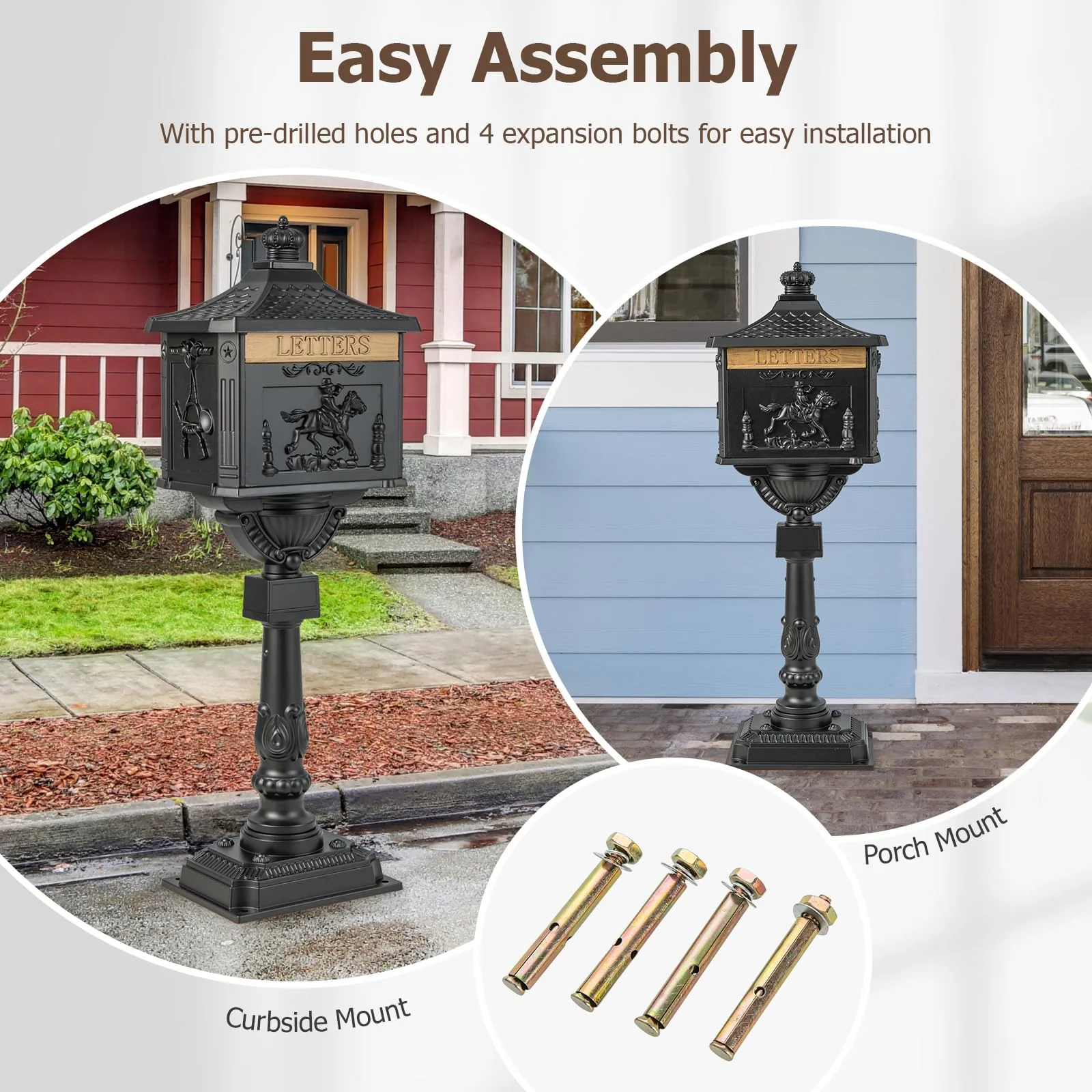 Goplus Cast Aluminum Mailbox with Post - Image 7
