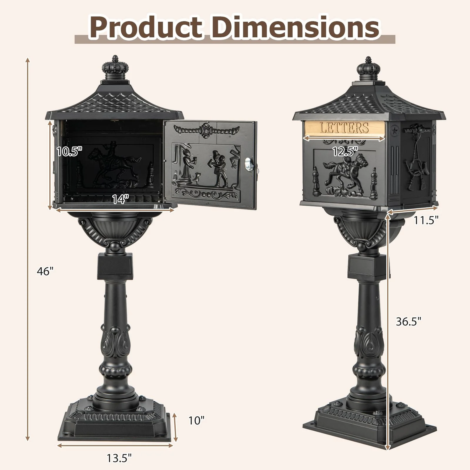 Goplus Cast Aluminum Mailbox with Post - Image 8