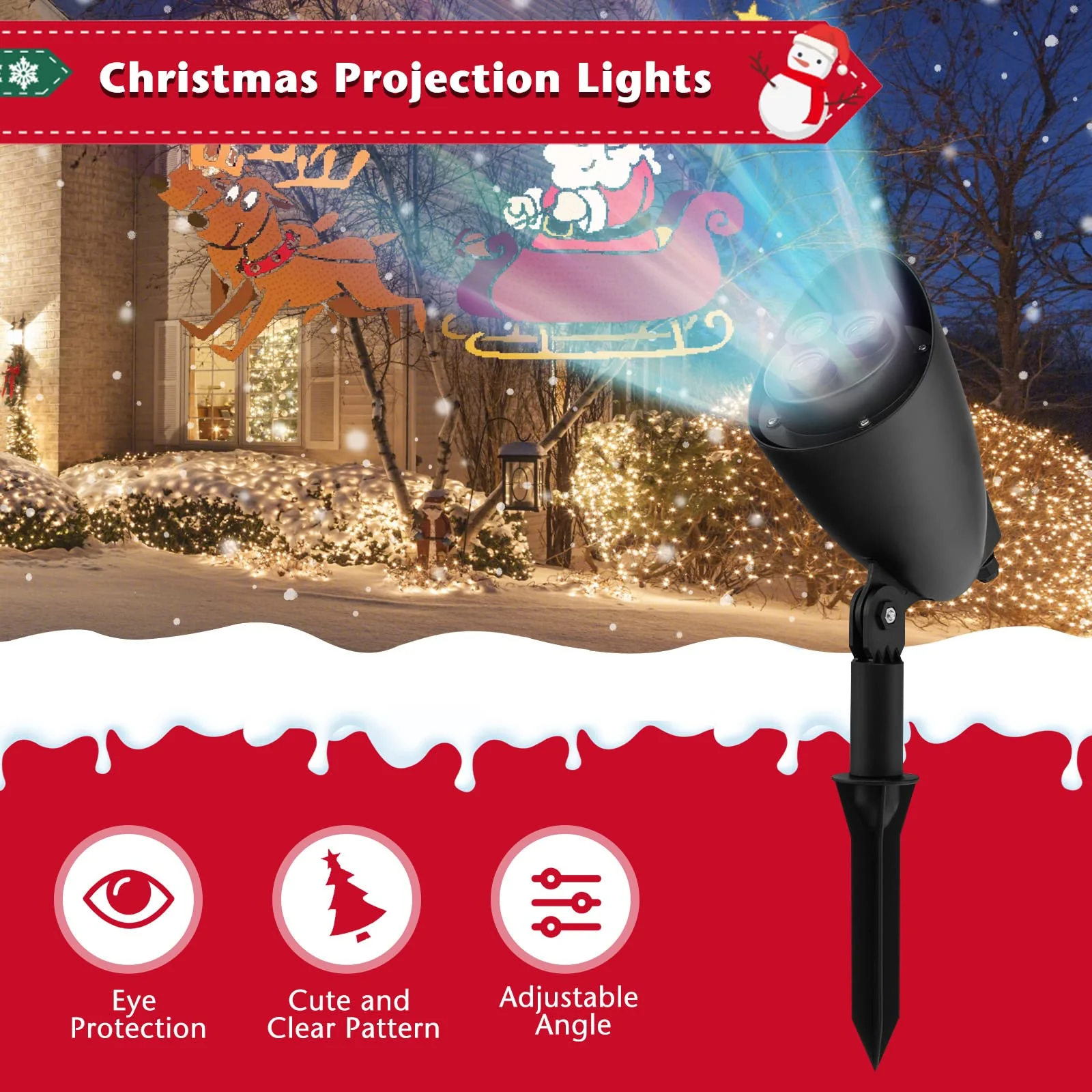 Goplus Christmas Projector Lights Outdoor | LED Santa Claus on Sleigh Projection Lamp - Image 2