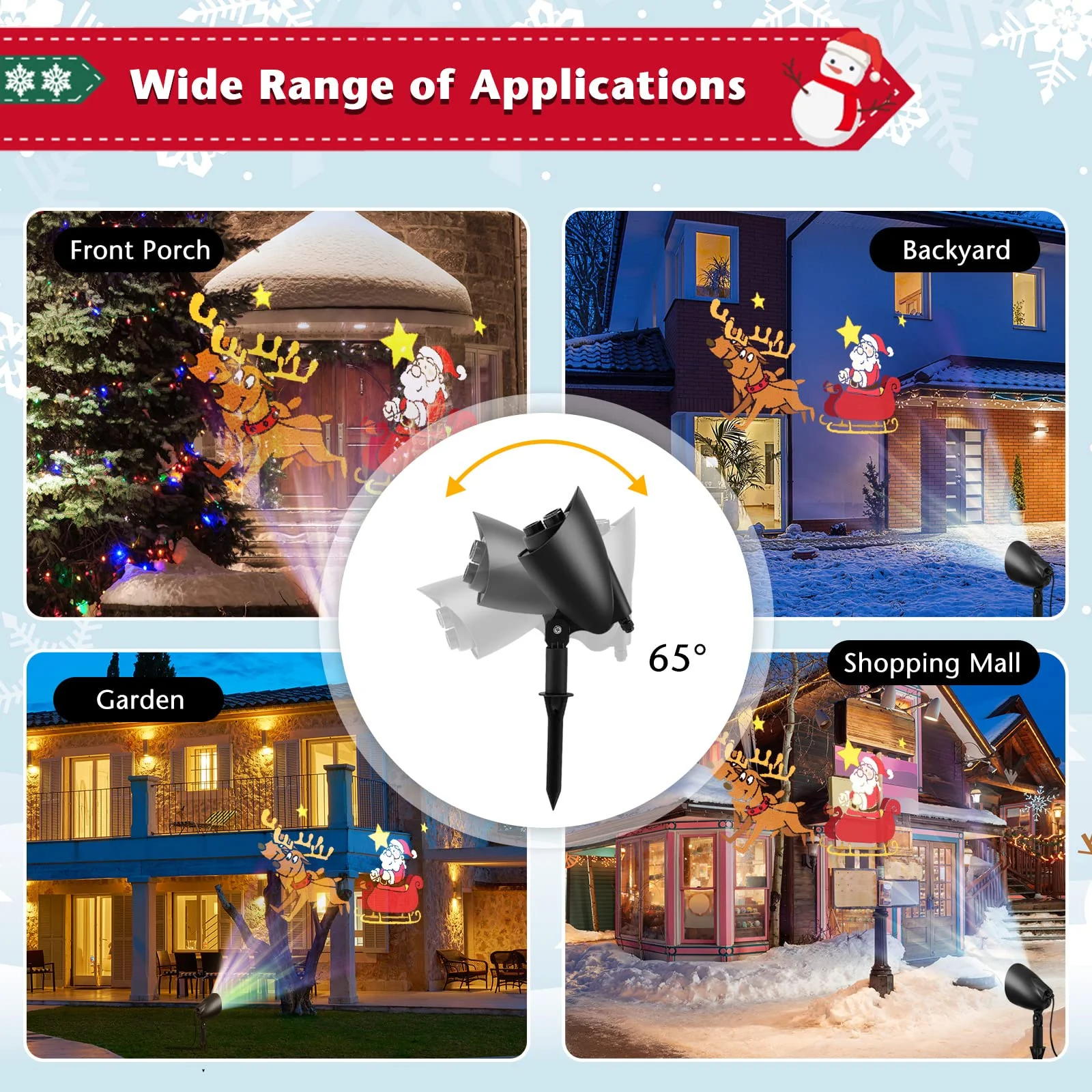 Goplus Christmas Projector Lights Outdoor | LED Santa Claus on Sleigh Projection Lamp - Image 5