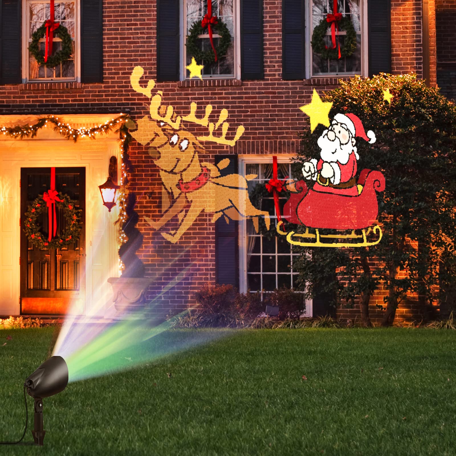 Goplus Christmas Projector Lights Outdoor | LED Santa Claus on Sleigh Projection Lamp - Image 9