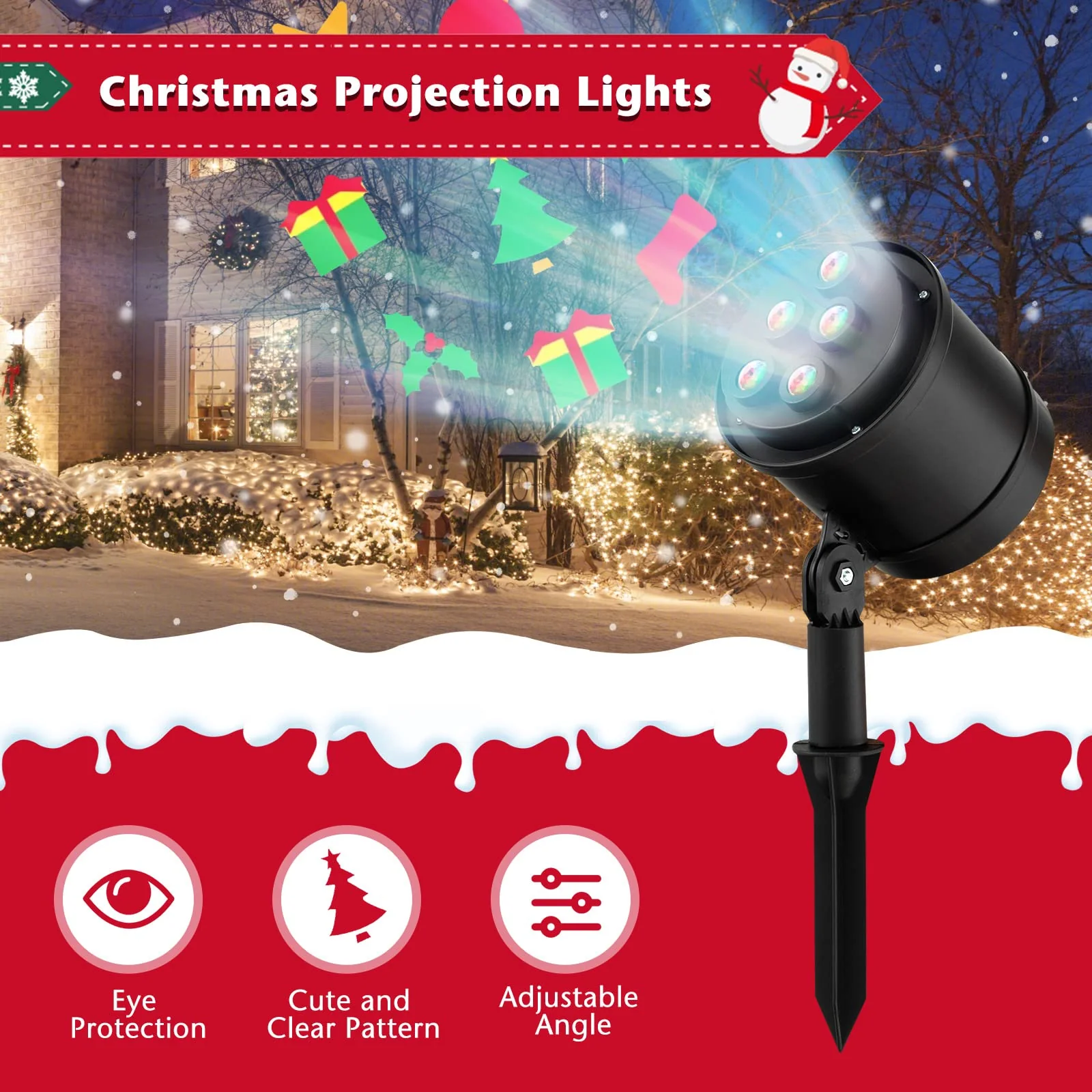 Goplus Christmas Projector Lights Rotating Projection Lamp with 65° Adjustable Angle - Image 4