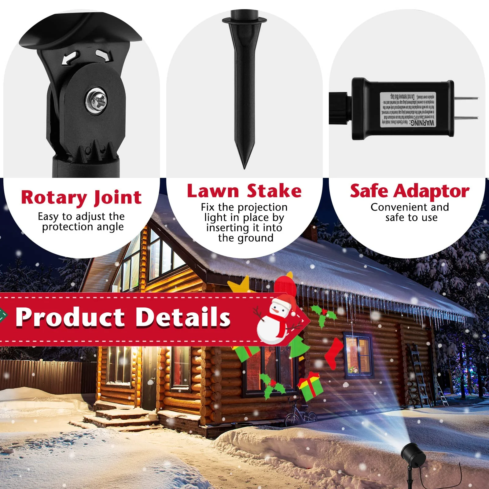 Goplus Christmas Projector Lights Rotating Projection Lamp with 65° Adjustable Angle - Image 5