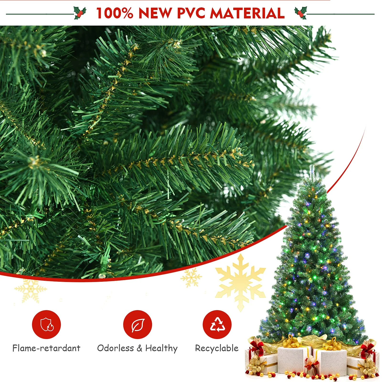 Goplus Christmas Tree, Hinged Remote Control Artificial Xmas Tree, Residential and Commercial Decoration for Indoor - Image 5