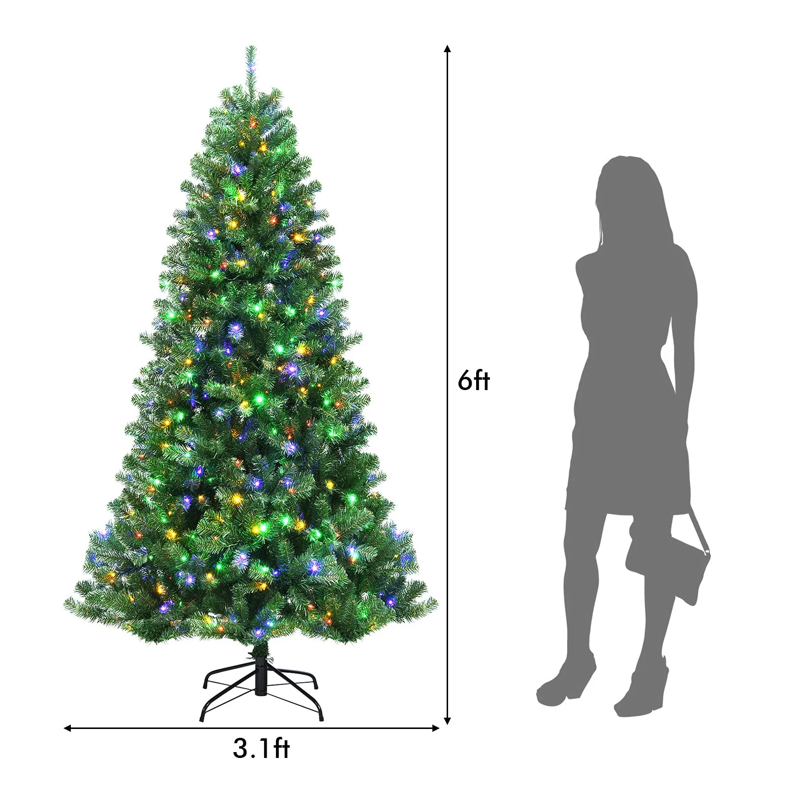 Goplus Christmas Tree, Hinged Remote Control Artificial Xmas Tree, Residential and Commercial Decoration for Indoor - Image 7