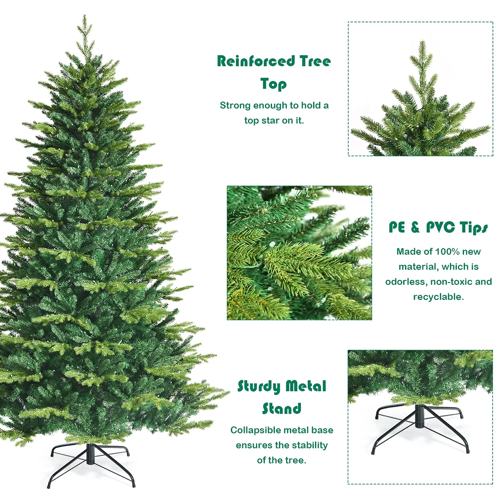Goplus Christmas Tree, PVC & PE Branch Tips, Indoor Holiday Festival Decoration for Residential Commercial Use - Image 6