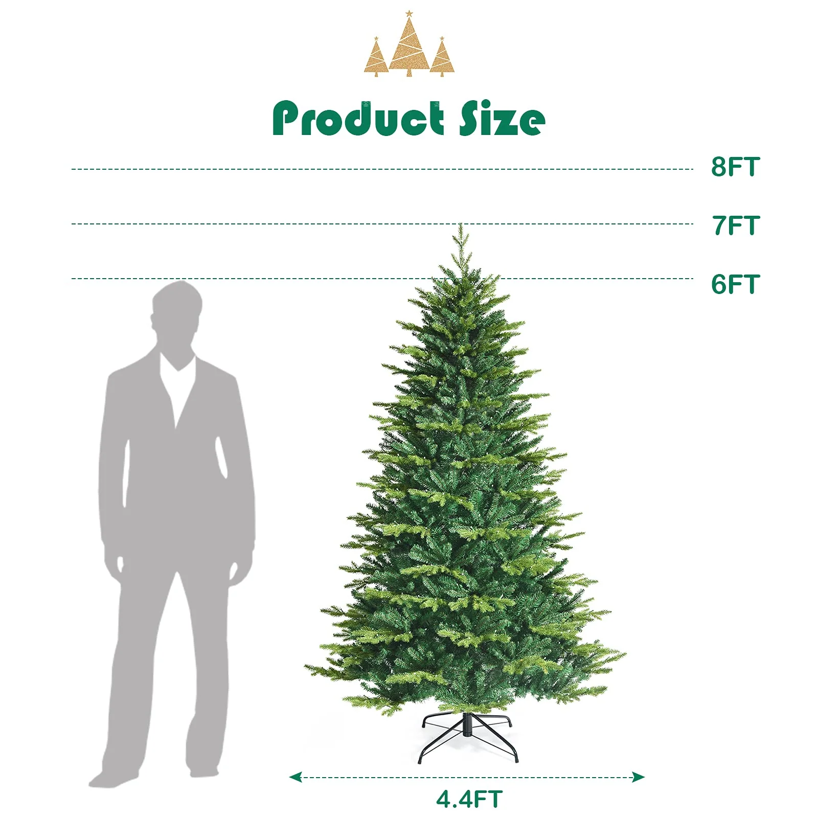 Goplus Christmas Tree, PVC & PE Branch Tips, Indoor Holiday Festival Decoration for Residential Commercial Use - Image 7