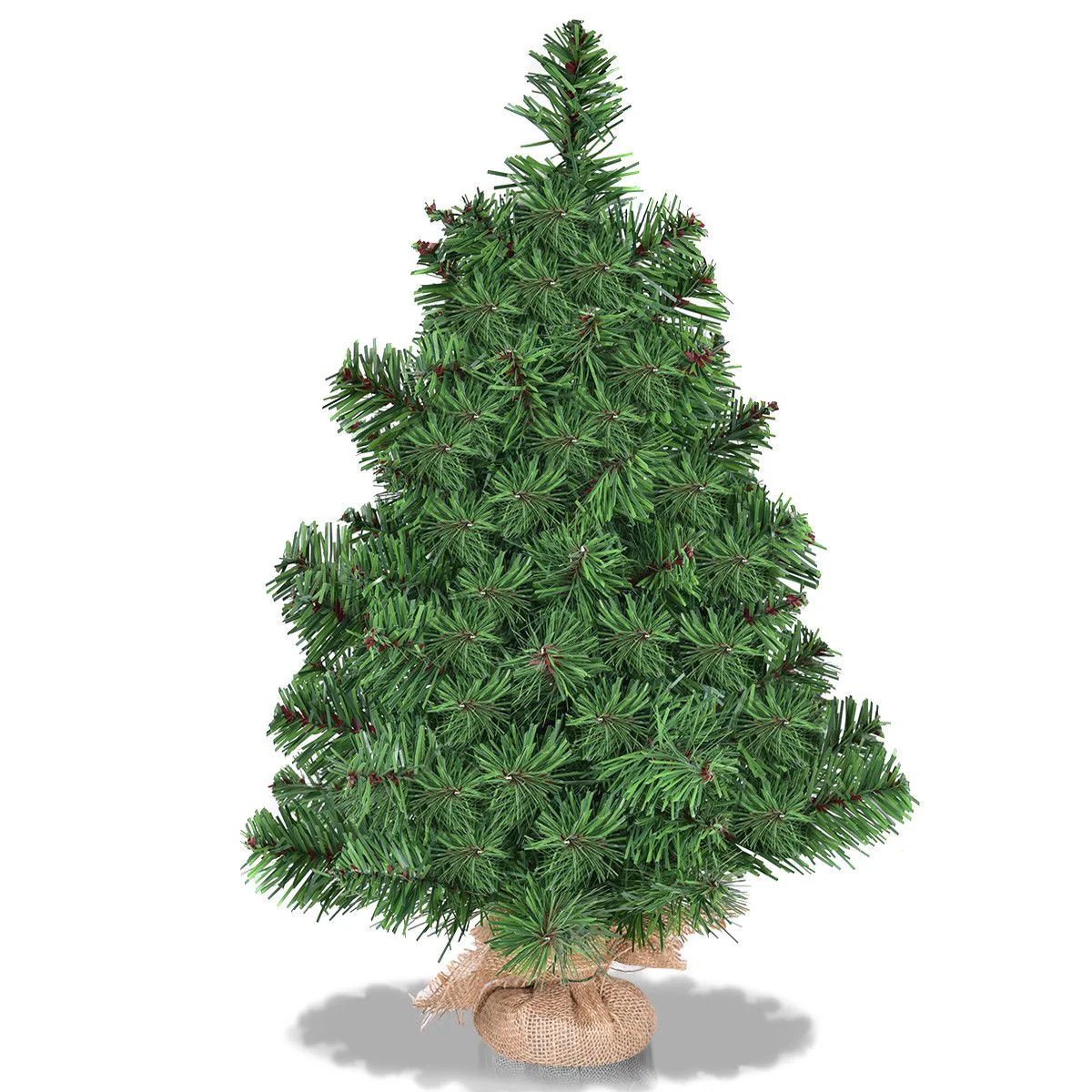 Goplus Christmas Tree Tabletop Artificial PVC Green Spruce Tree in Burlap Base