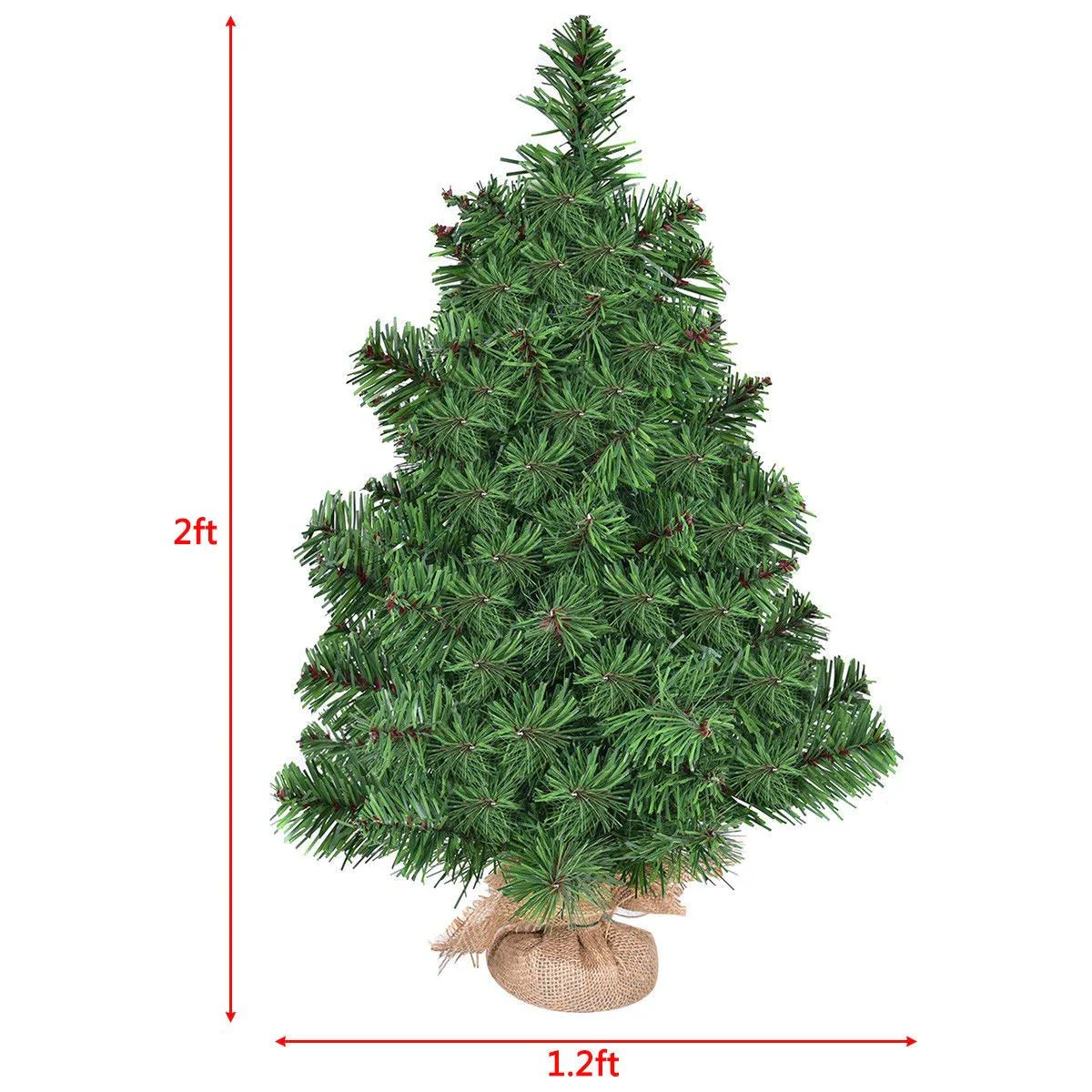 Goplus Christmas Tree Tabletop Artificial PVC Green Spruce Tree in Burlap Base - Image 4