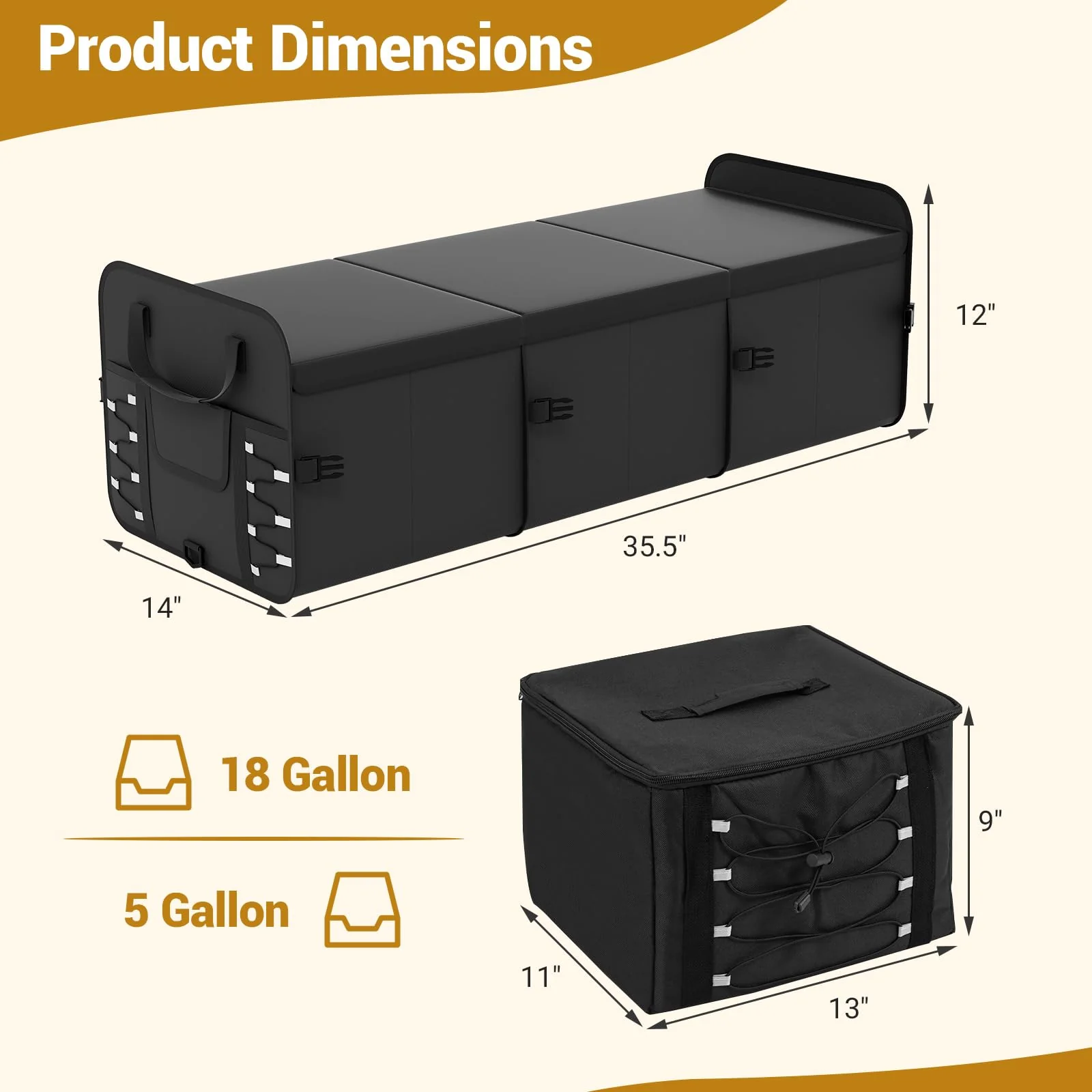 Goplus Collapsible Trunk Organizer, Multi Compartment Car Storage with Removable Lid - Image 8