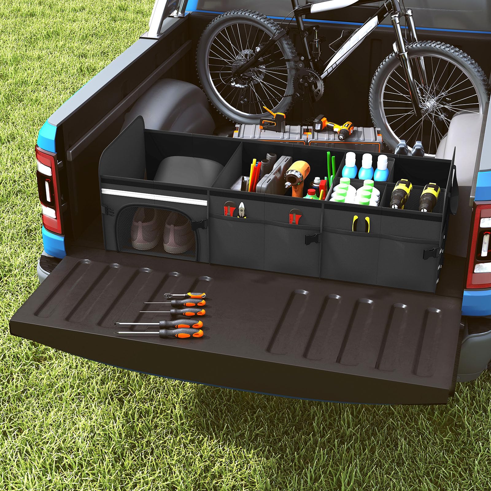 Goplus Collapsible Trunk Organizer, Multi Compartment Car Storage with Removable Lid - Image 9