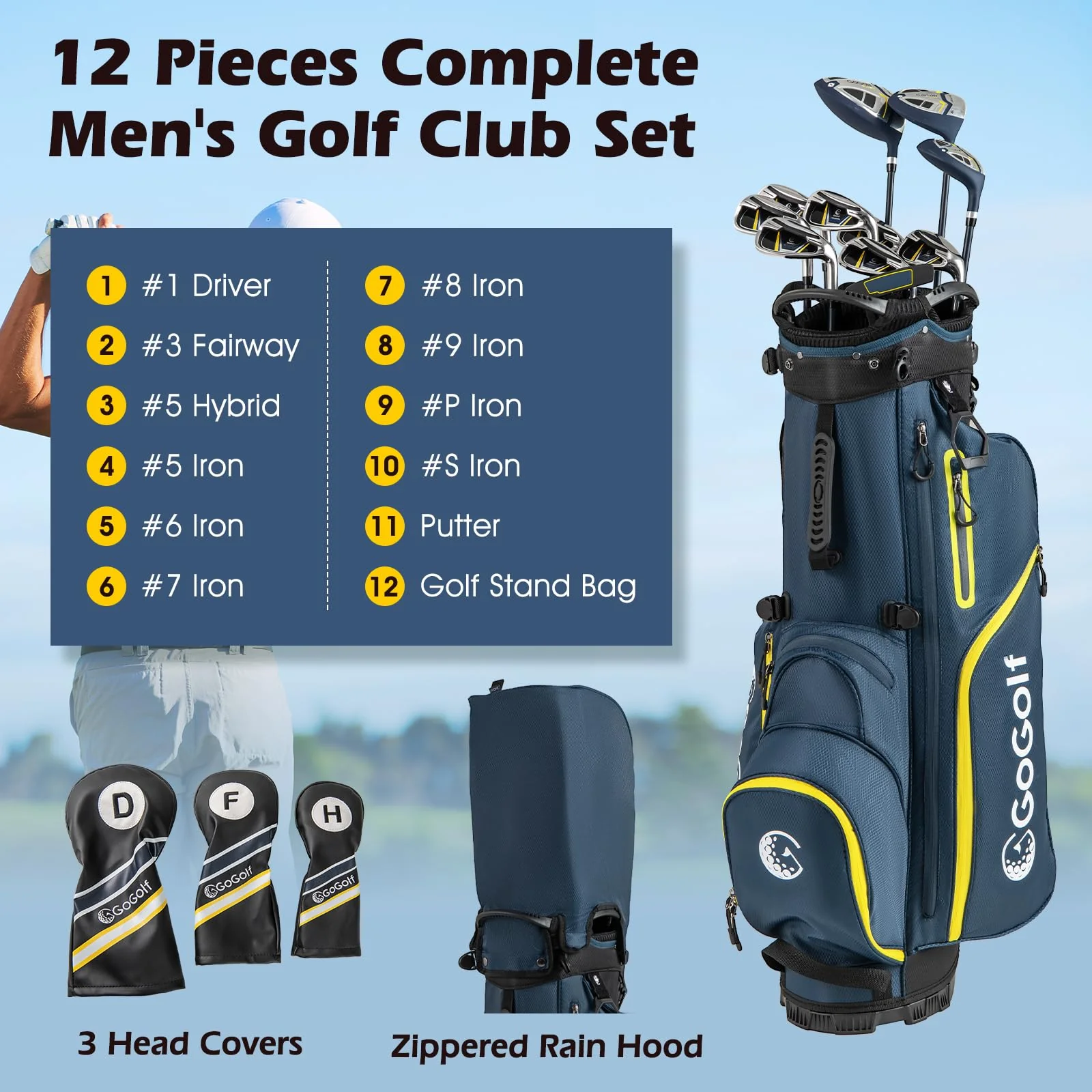Goplus Complete Golf Club Set for Men | 12 Pieces Right Hand Golf Clubs - Image 2