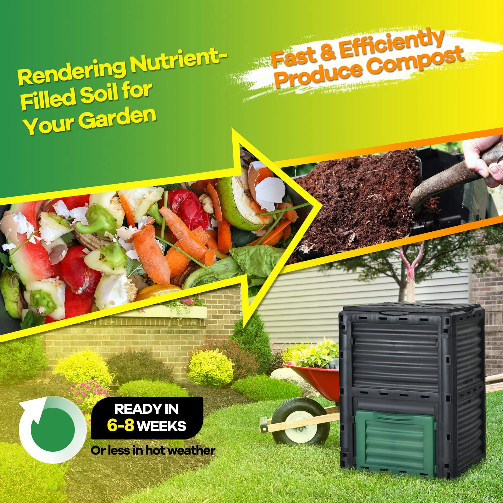 Goplus Compost Bin, 80 Gallon(300 L) Large Composting Box - Image 3