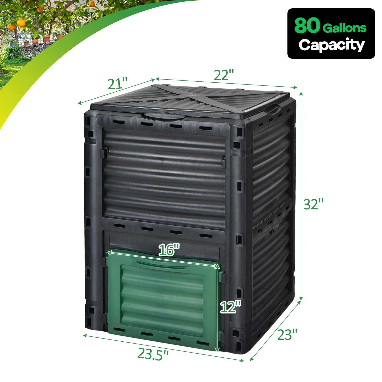 Goplus Compost Bin, 80 Gallon(300 L) Large Composting Box - Image 7