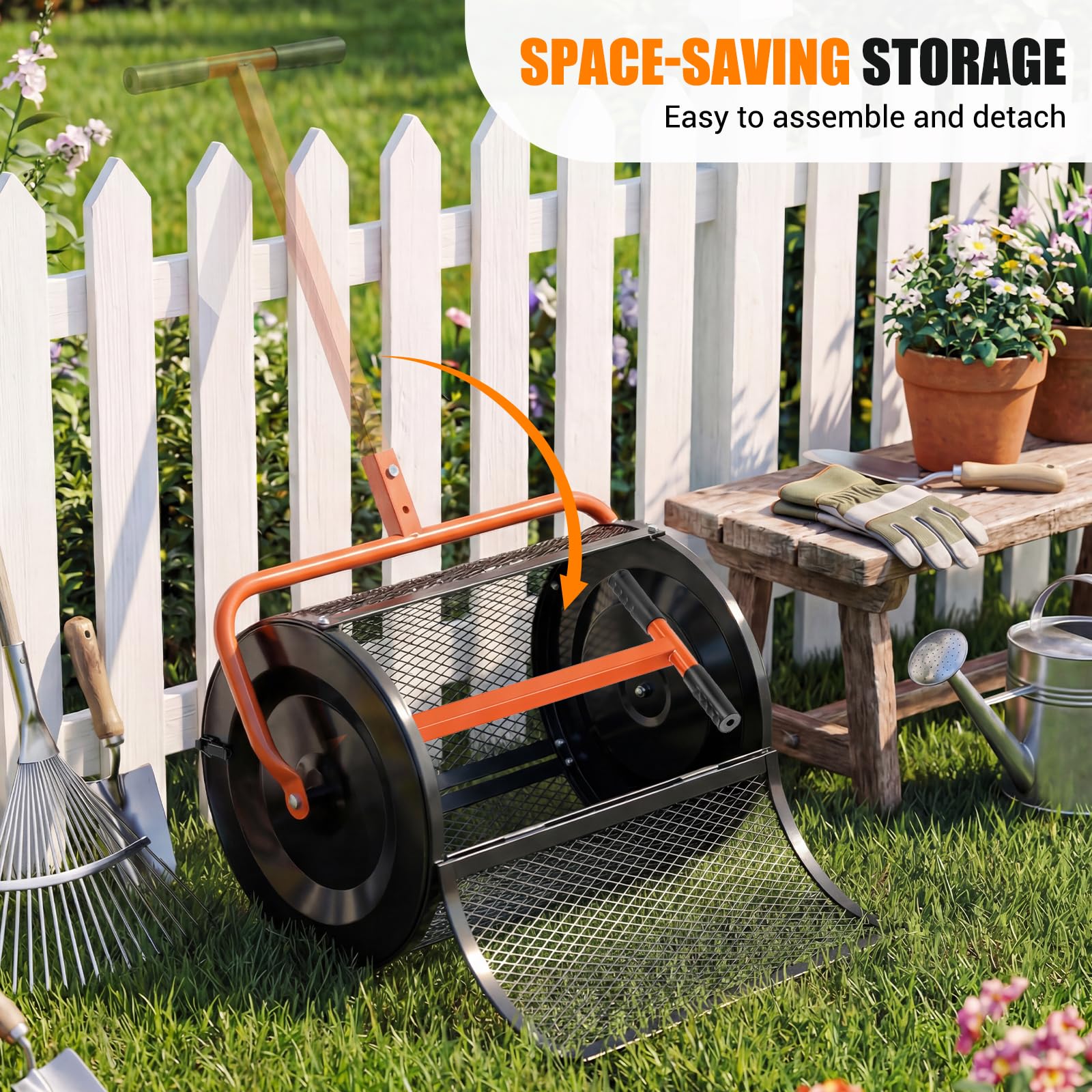 Goplus Compost Spreader 24" Peat Moss Spreader Roller - Image 6
