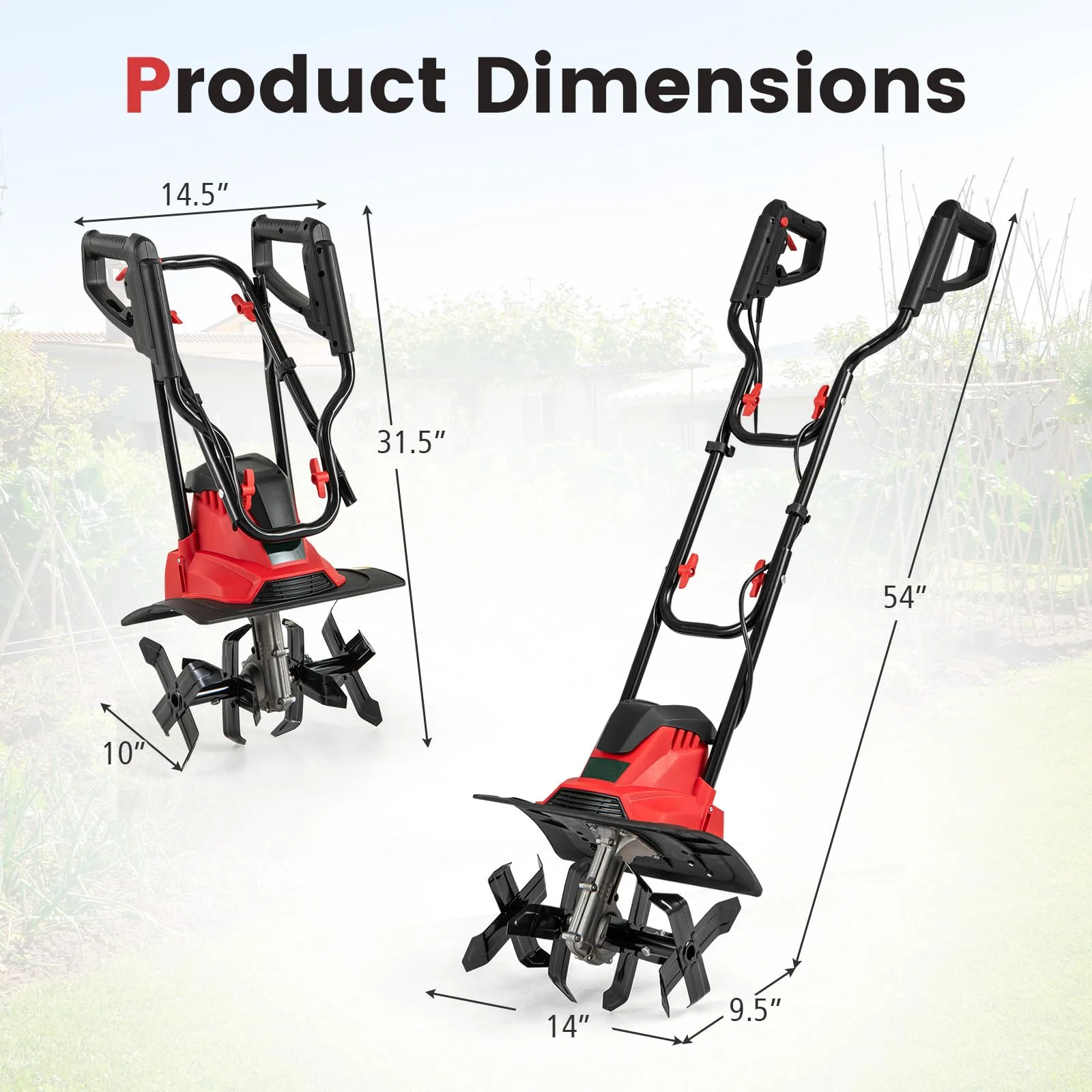 Goplus Corded Electric Tiller Cultivator 10 Amp Powerful Foldable Garden Rototiller - Image 7