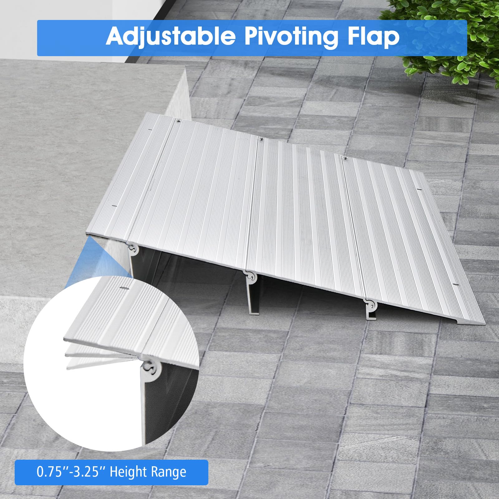 Goplus Door Threshold Ramp, 3" Rise Threshold Ramps for Doorways with Non-Slip Surface - Image 3