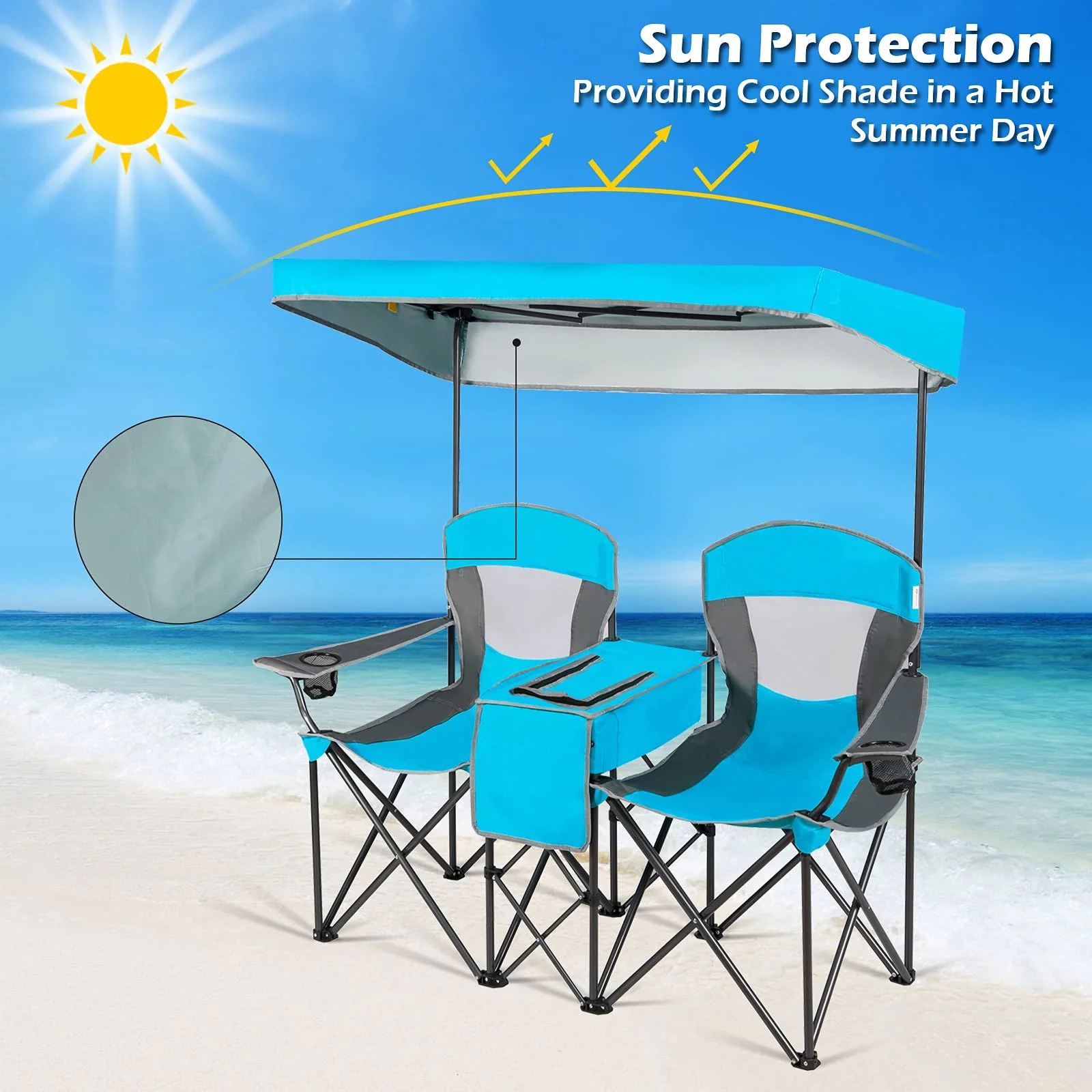 Goplus Double Camping Seat w/Shade Canopy - Image 3