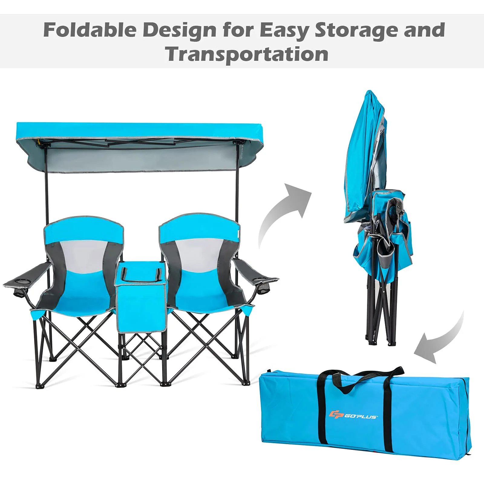 Goplus Double Camping Seat w/Shade Canopy - Image 6