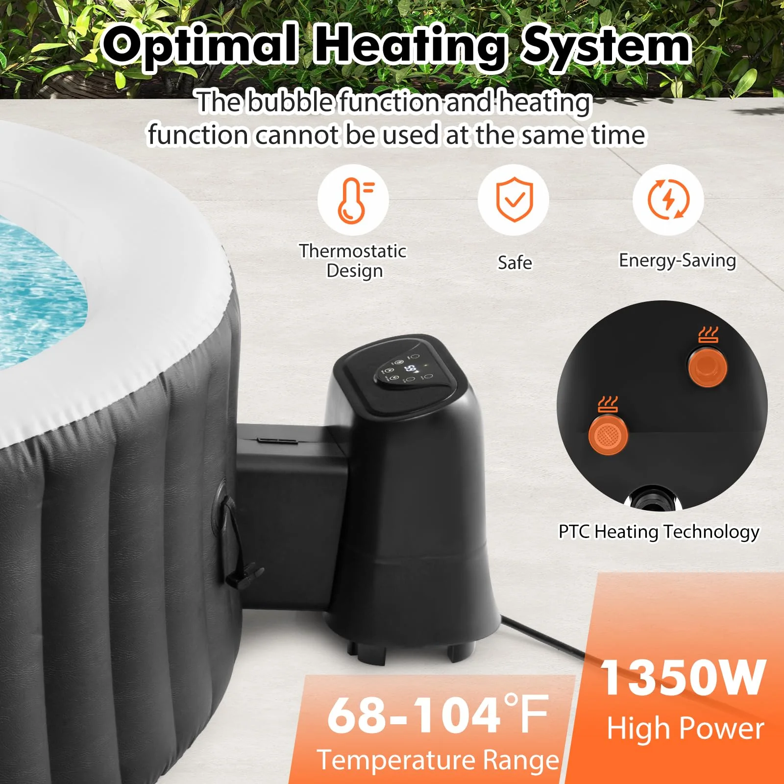 Goplus Electric Heater Pump for Inflatable Hot Tub, 1350W SPA Control Center for Bubble, Filtration & Heating - Image 3