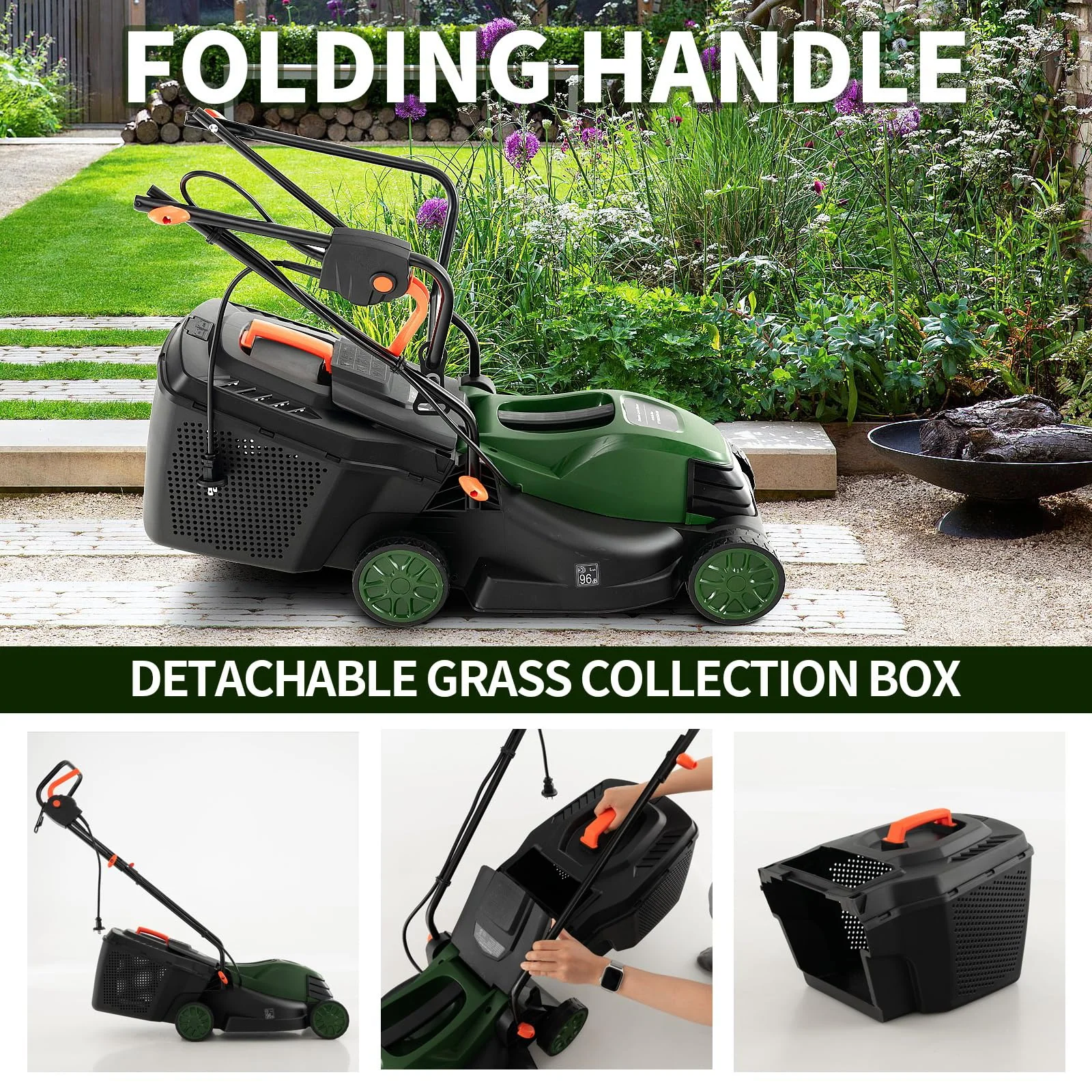 Goplus Electric Lawn Mower, 2-in-1 Versatile Corded Lawn Mower, 10 AMP Motor, 13" Cutting Deck - Image 6