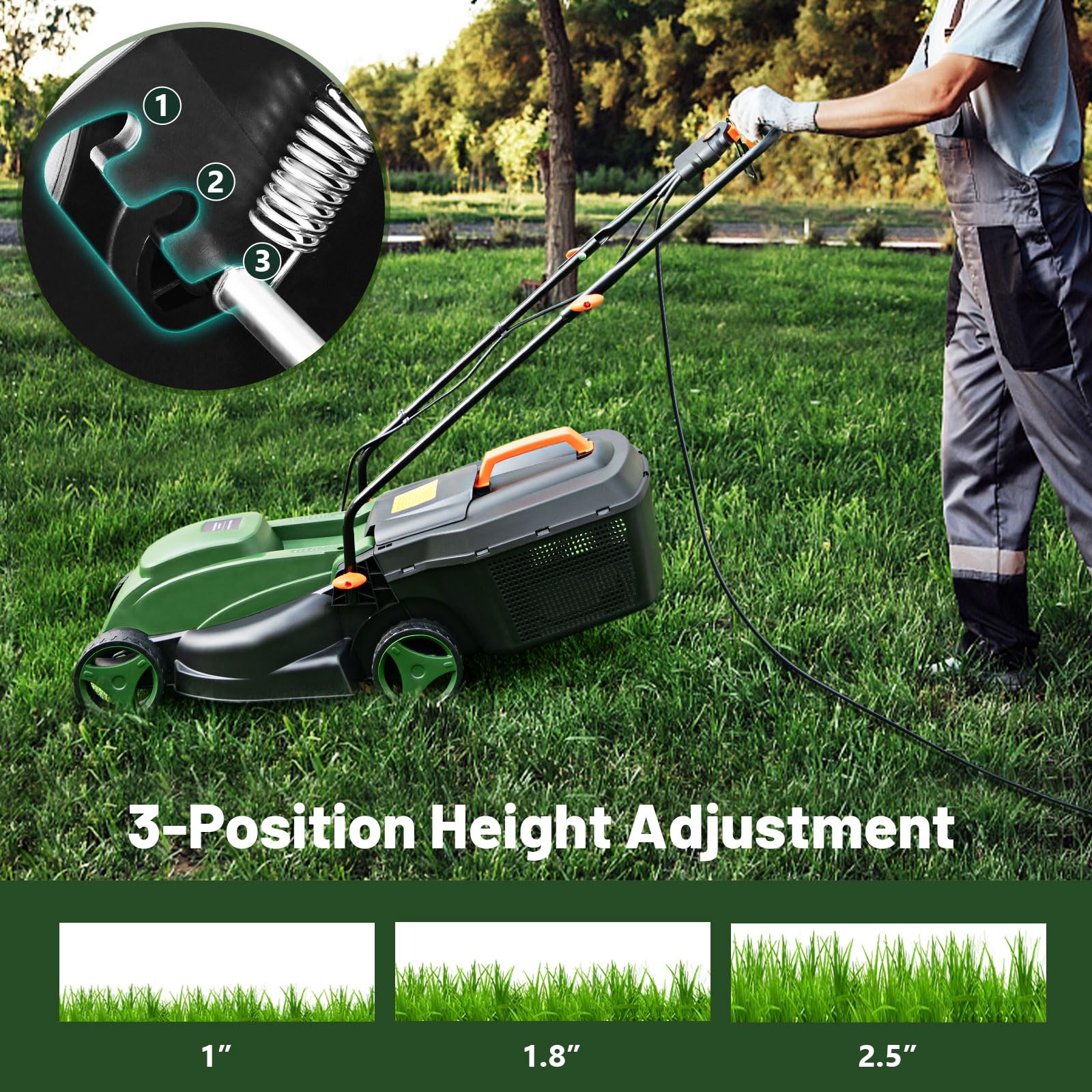 Goplus Electric Lawn Mower, 2-in-1 Versatile Corded Lawn Mower, 12 AMP Motor, 14" Cutting Deck - Image 5