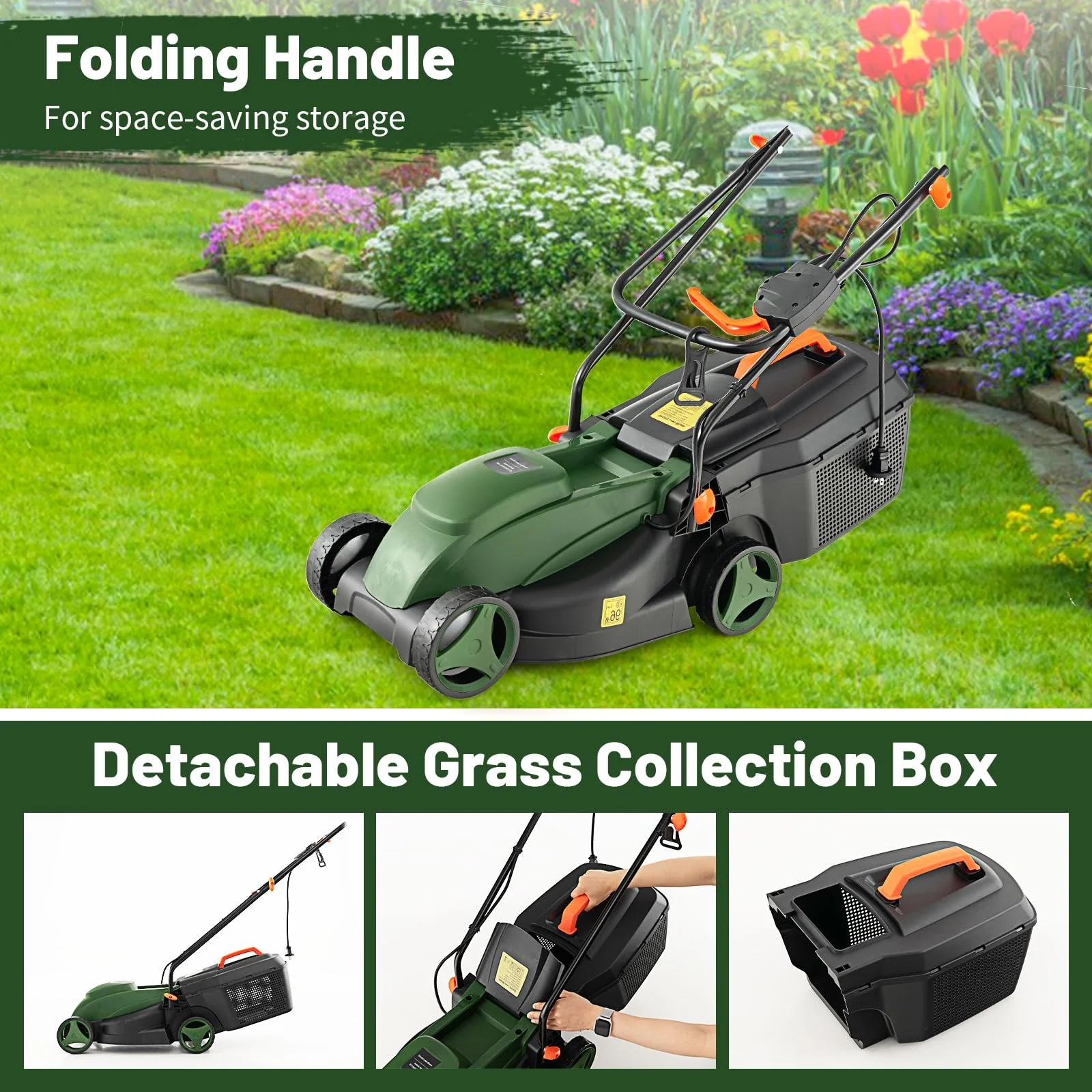Goplus Electric Lawn Mower, 2-in-1 Versatile Corded Lawn Mower, 12 AMP Motor, 14" Cutting Deck - Image 6