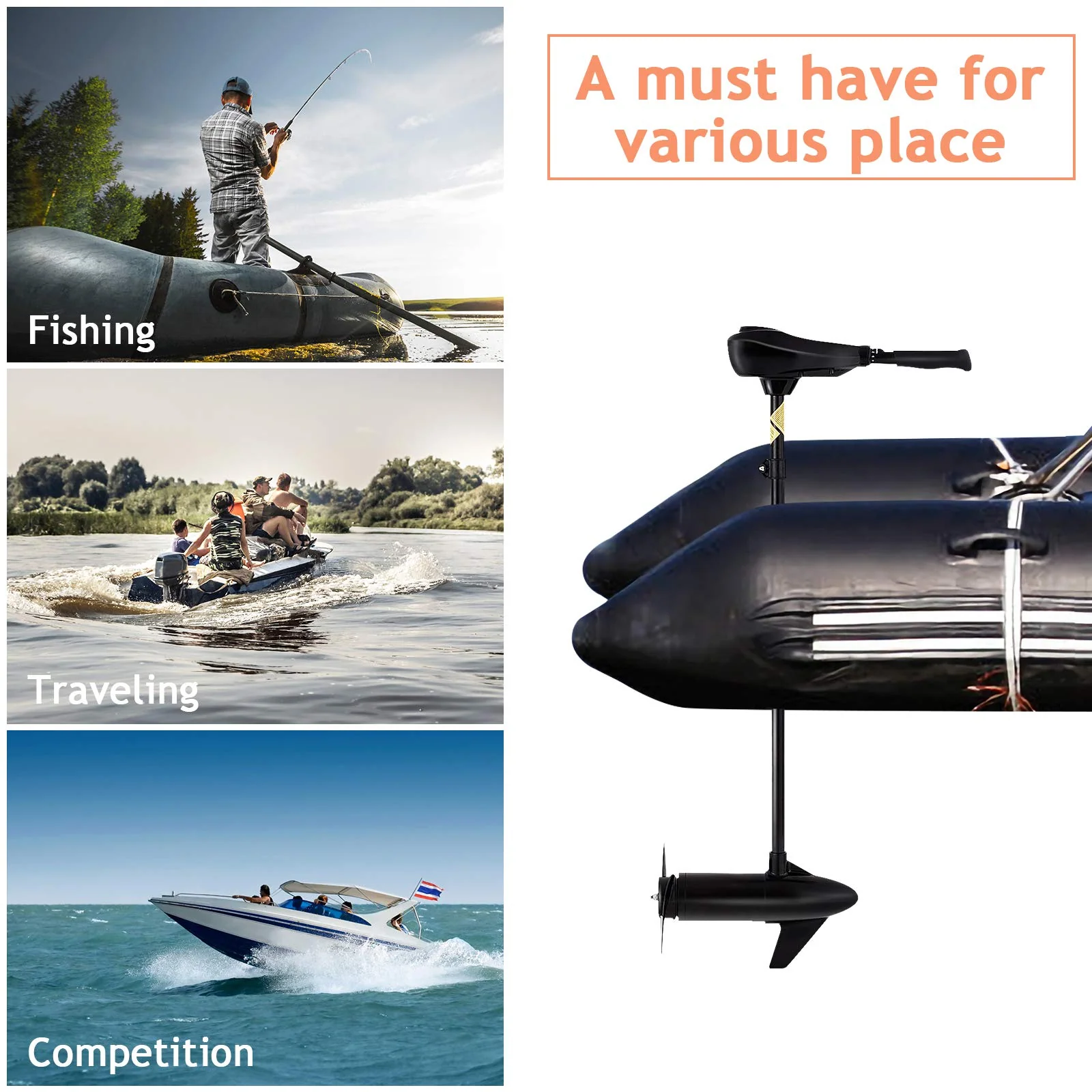 Goplus Electric Trolling Motor 8 Speed, Boat Fishing Motor w/Telescoping Handle - Image 6