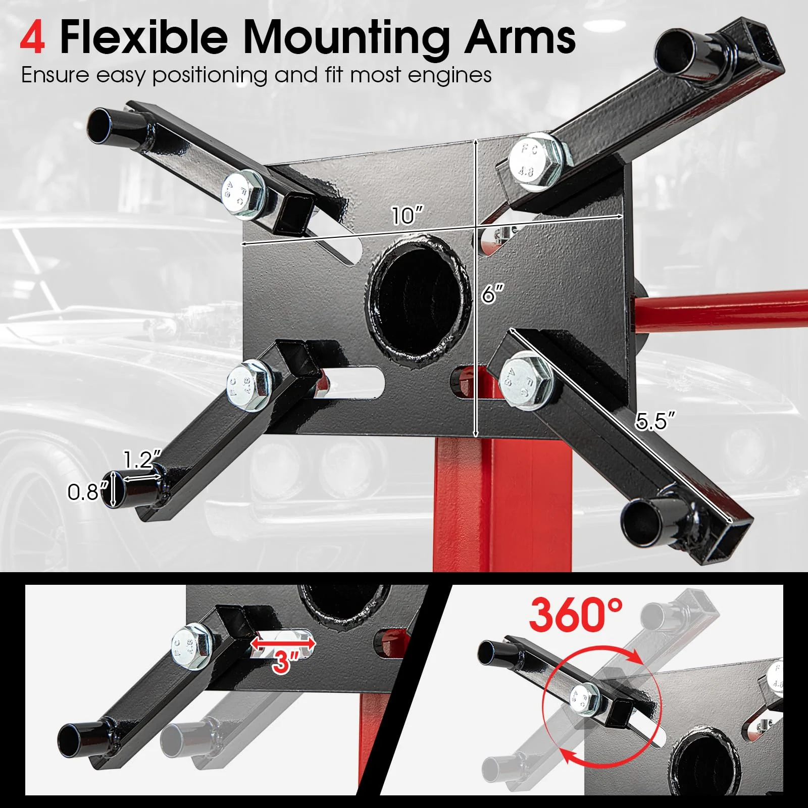 Goplus Engine Stand, 1500 LBS (3/4 Ton) Motor Stand with 4 Wheels - Image 4