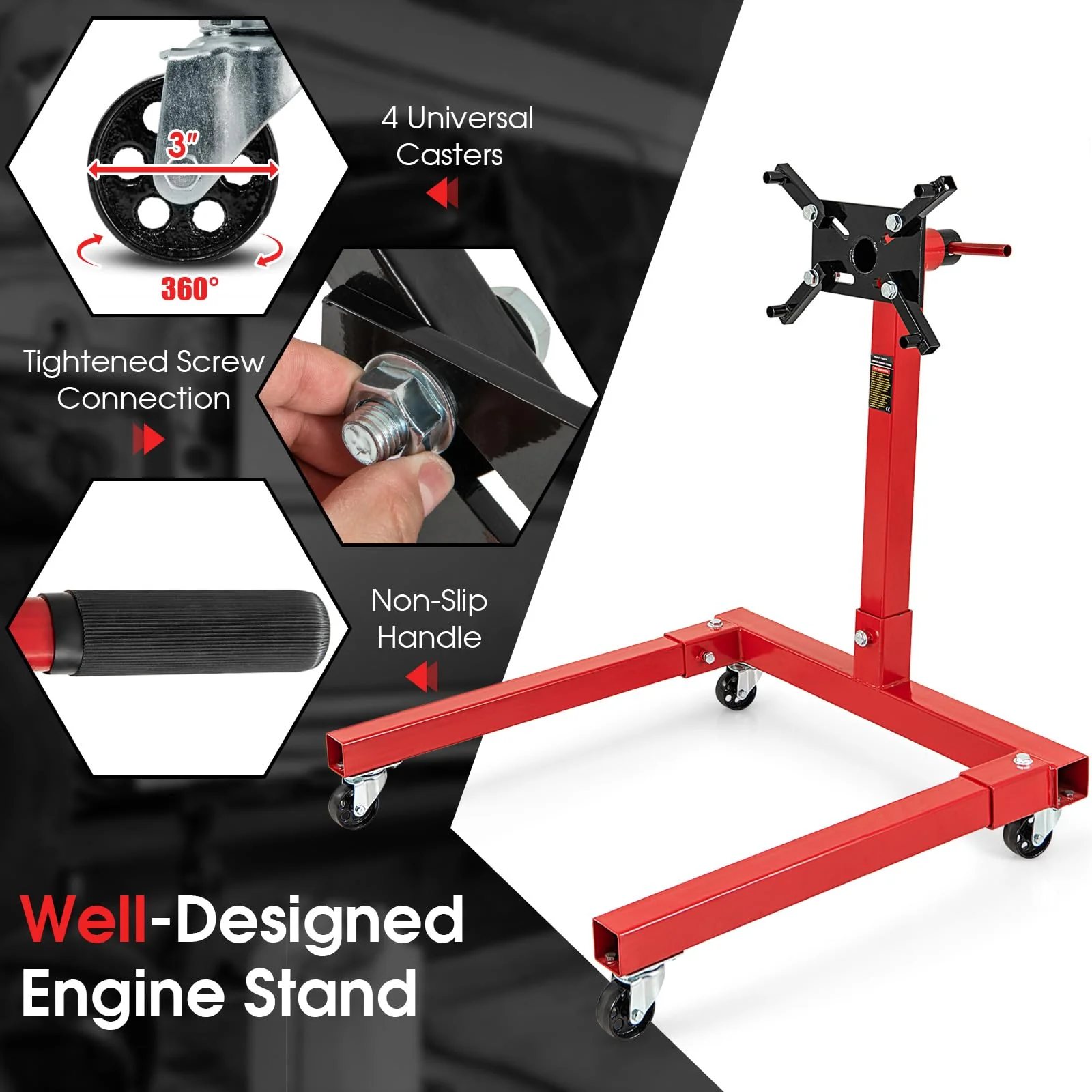 Goplus Engine Stand, 1500 LBS (3/4 Ton) Motor Stand with 4 Wheels - Image 6