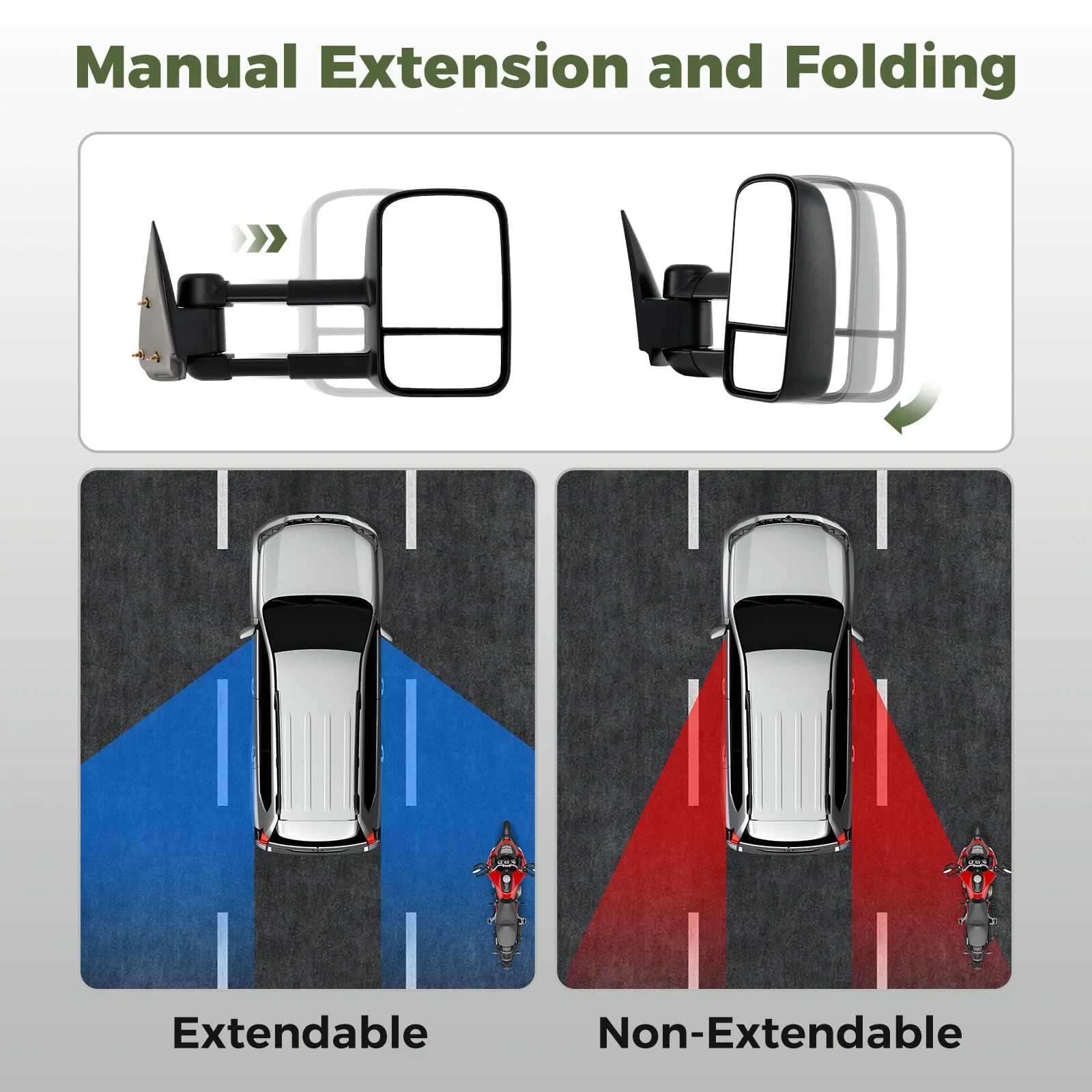 Goplus Extenable Tow Mirrors for 1999-2006 Chevy Silverado GMC Sierra 1500 2500HD 3500HD - Image 2
