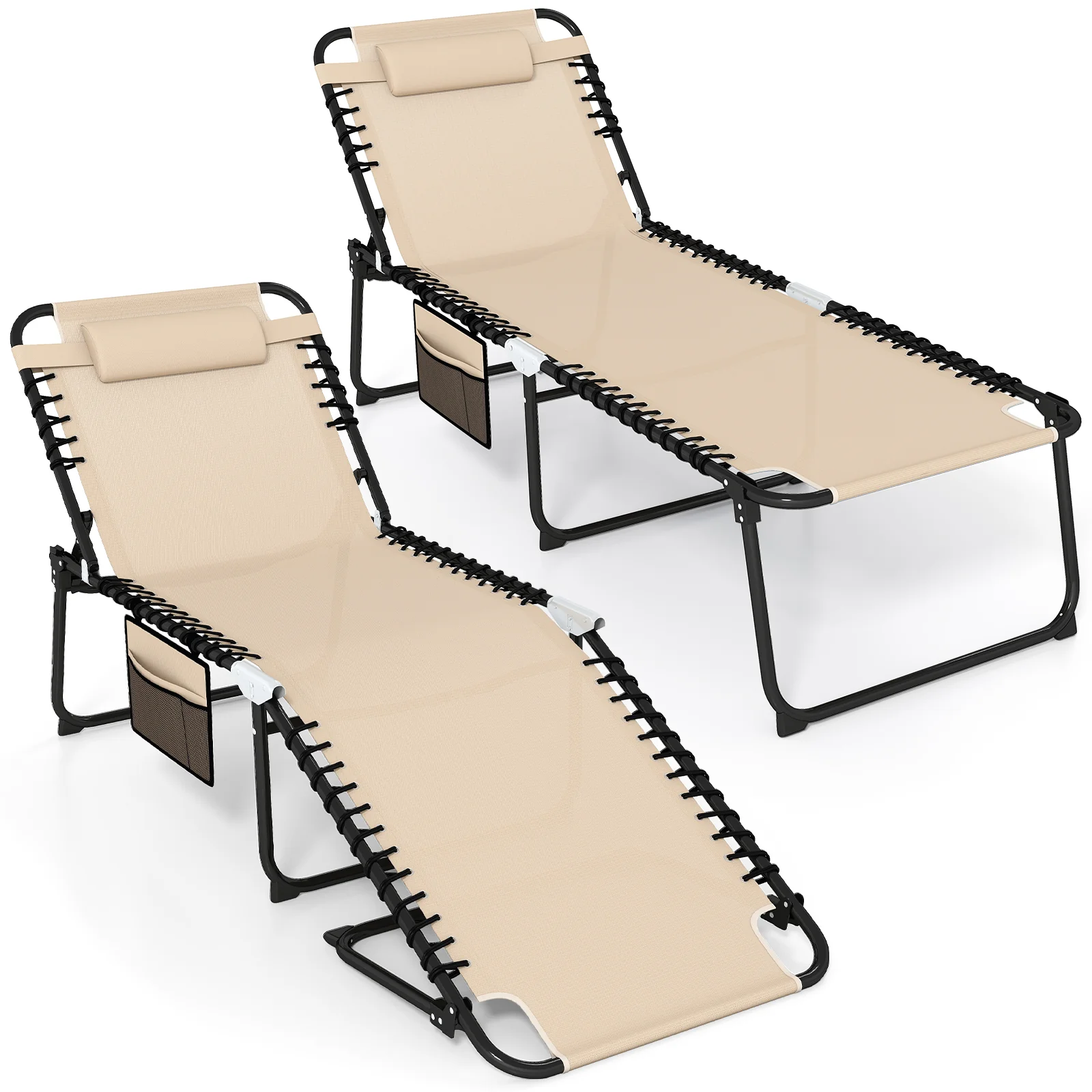 Goplus Extra Large Lounge Chair Outdoor Folding 5-Position Tanning Chair - Image 14