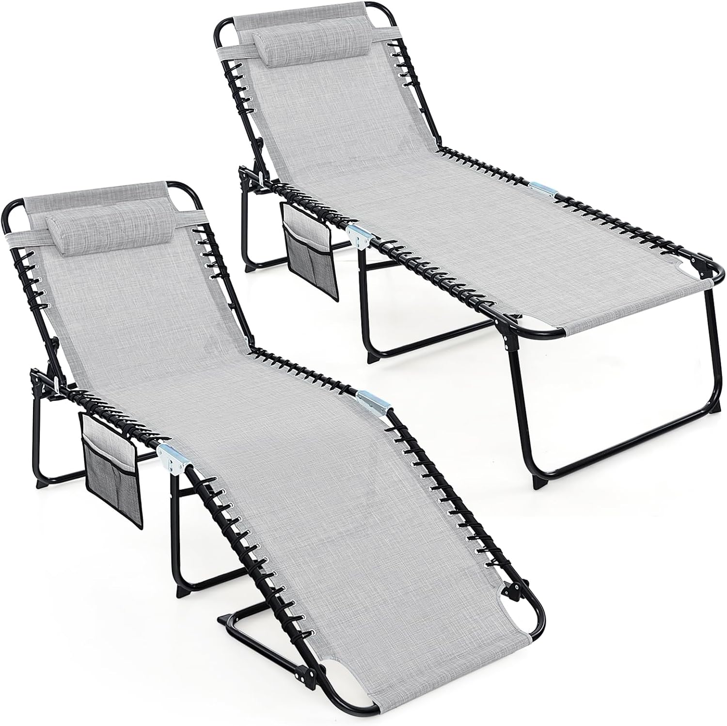 Goplus Extra Large Lounge Chair Outdoor Folding 5-Position Tanning Chair - Image 16