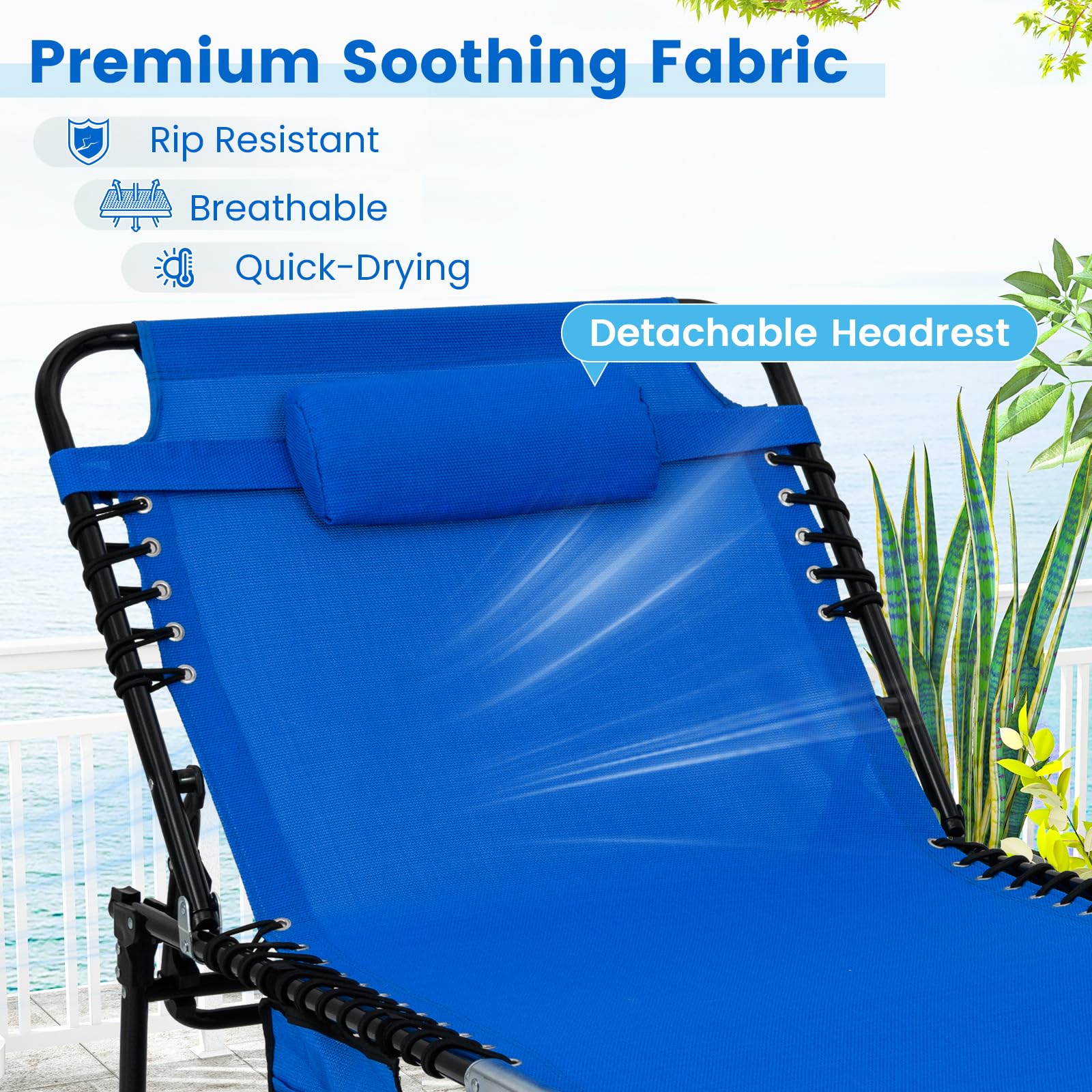 Goplus Extra Large Lounge Chair Outdoor Folding 5-Position Tanning Chair - Image 7