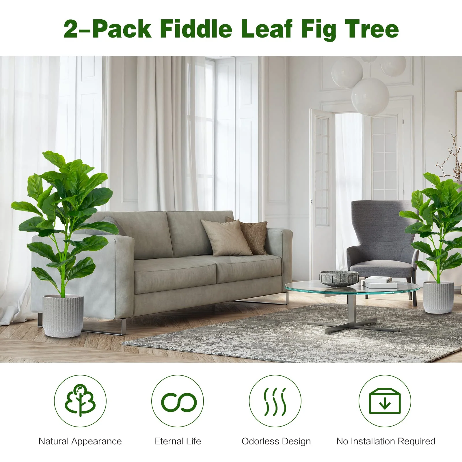 Goplus Fake Fiddle Leaf Fig Tree - Image 4