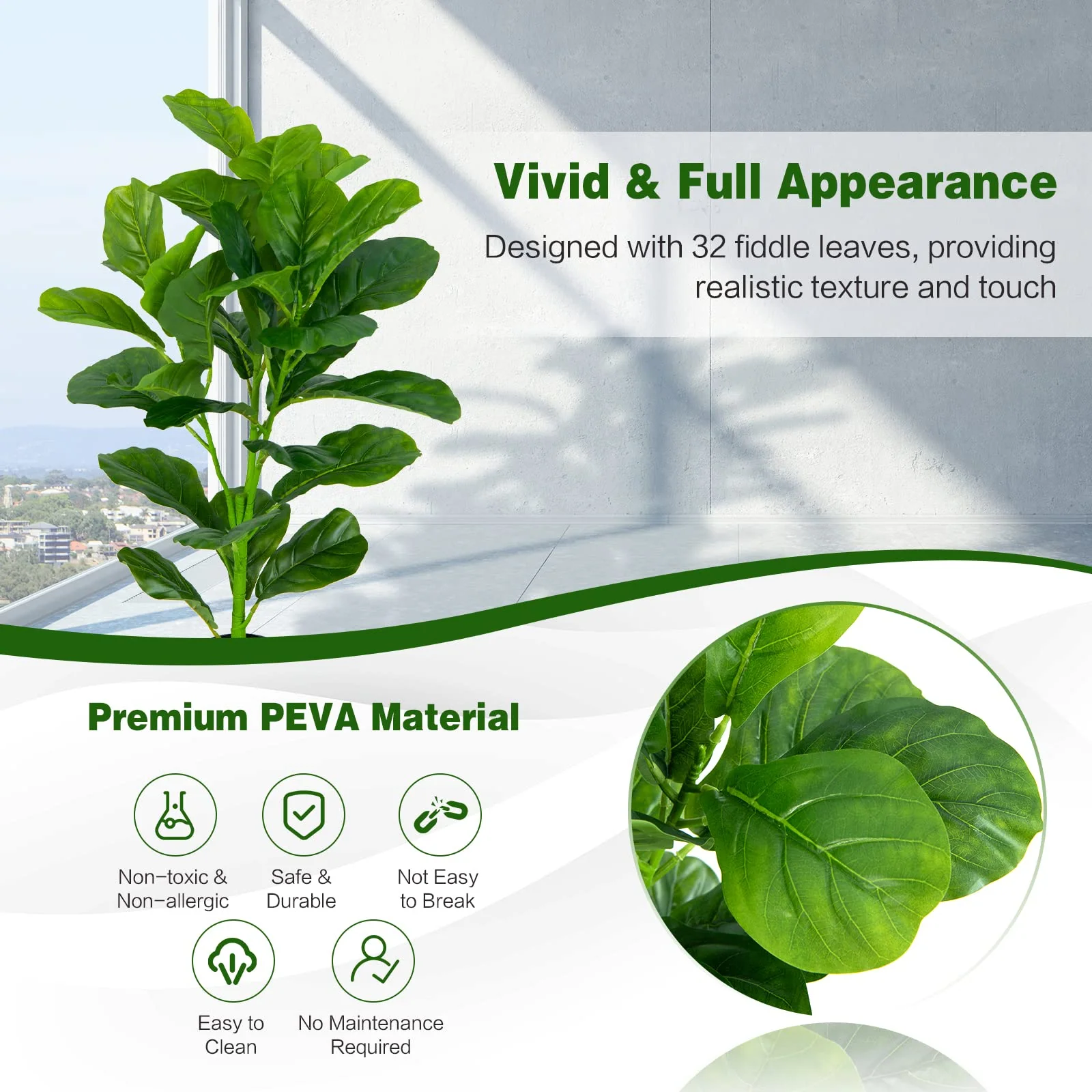 Goplus Fake Fiddle Leaf Fig Tree - Image 5