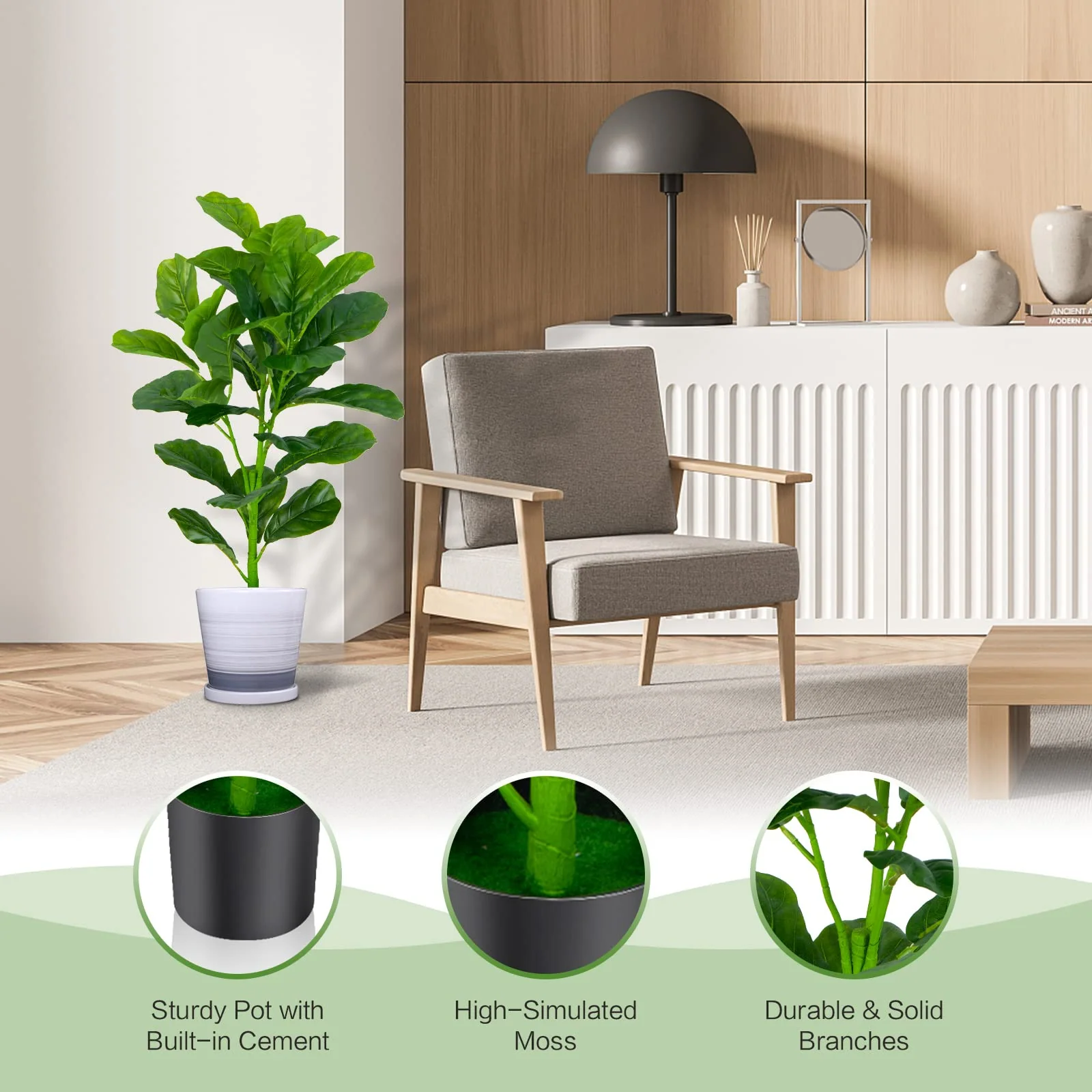Goplus Fake Fiddle Leaf Fig Tree - Image 6